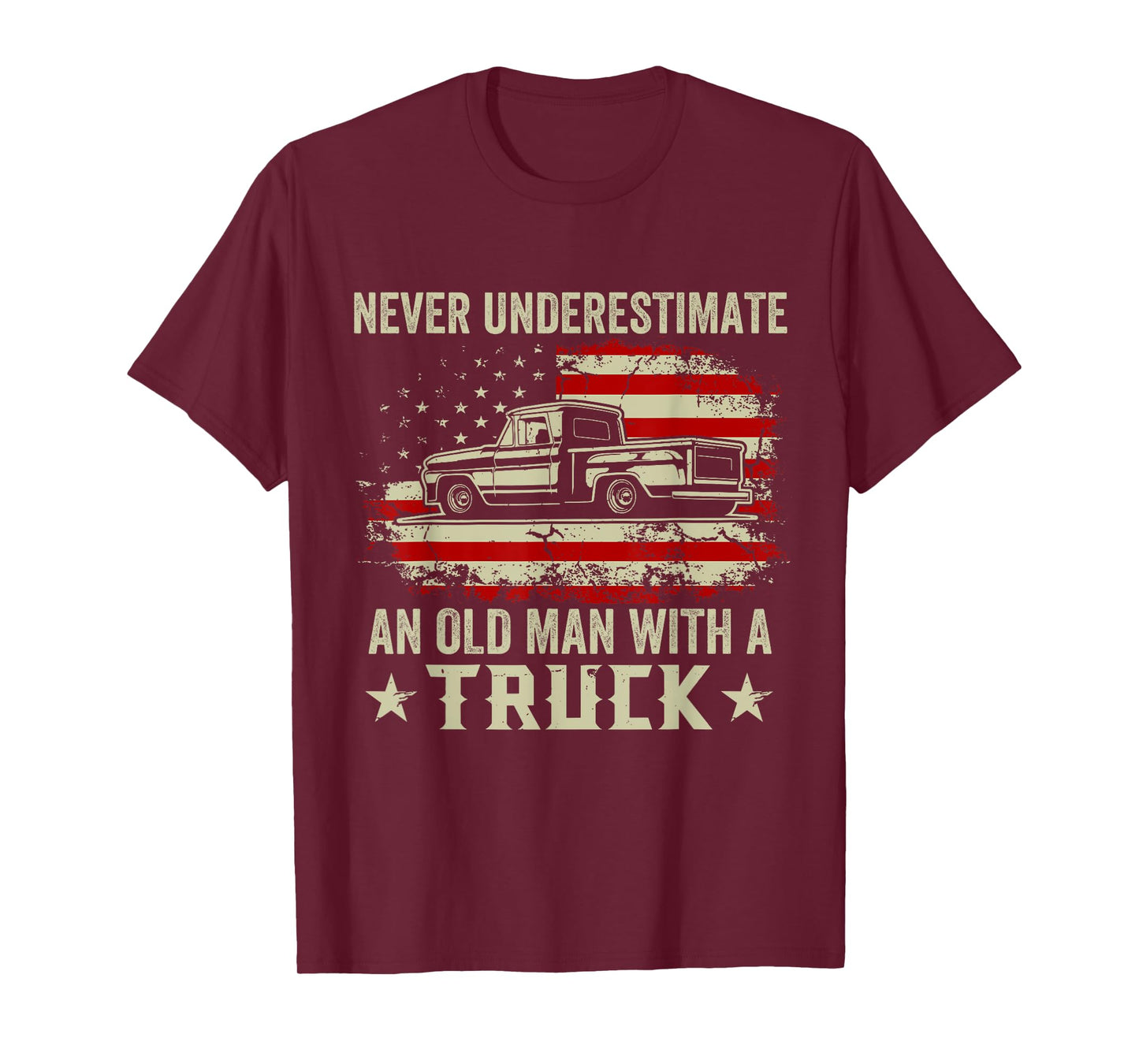 Vintage Retro Never Underestimate An Old Man With A Truck T-Shirt
