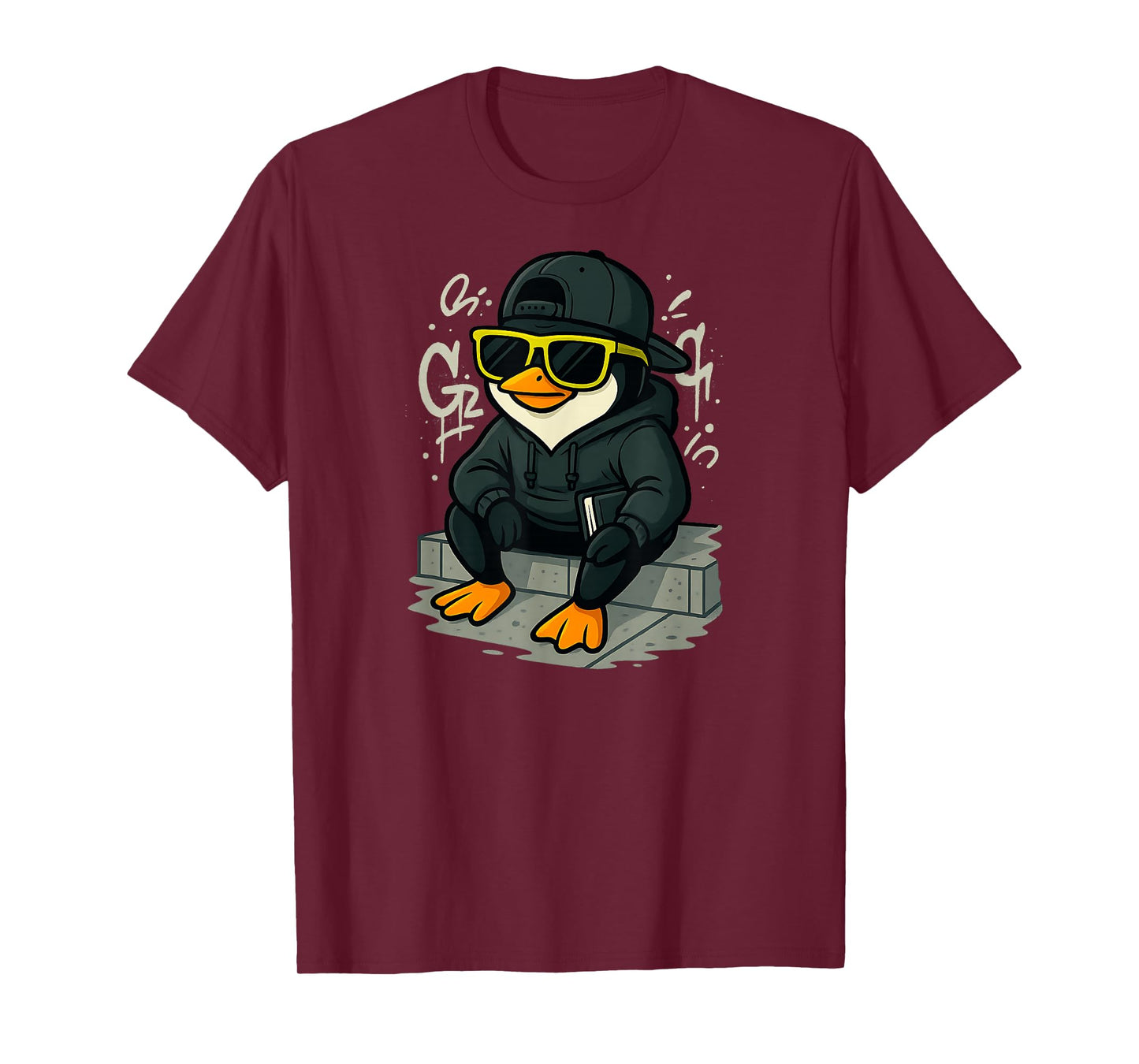 Chill Penguin in Hoodie and Sunglasses Cool Vibes T-Shirt