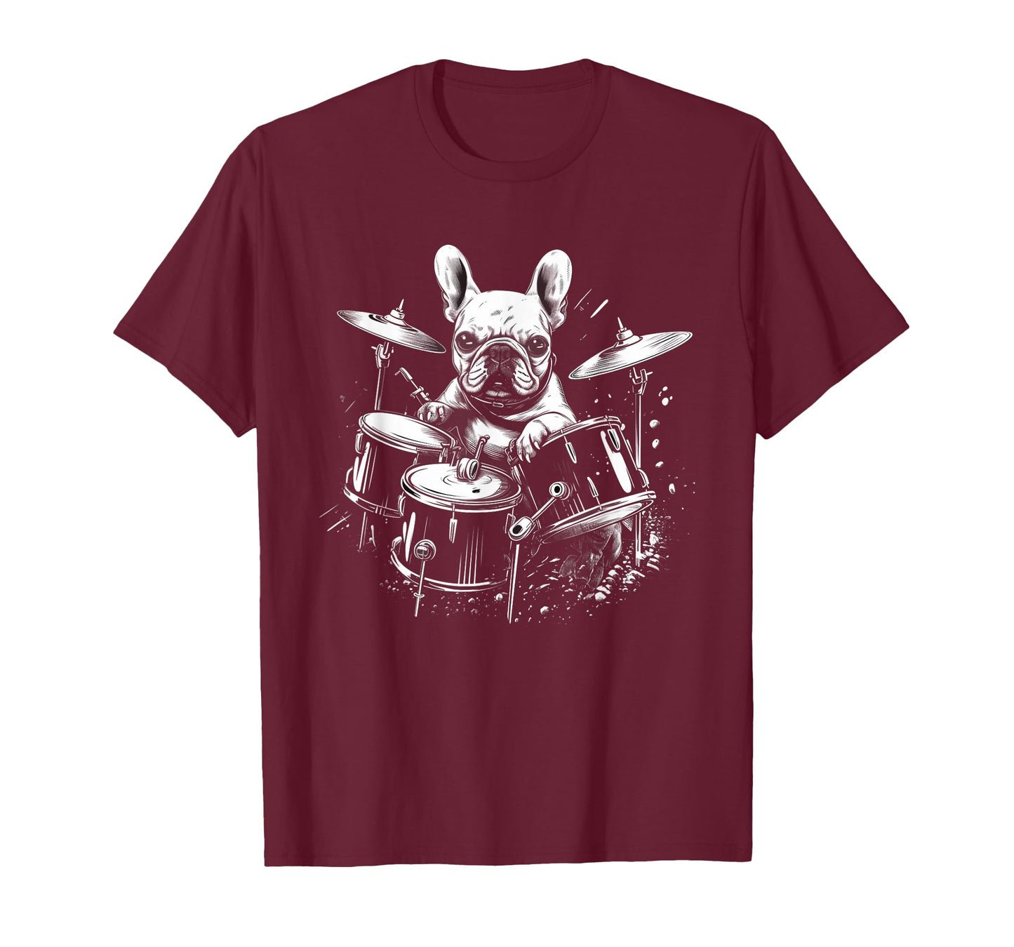 Funny French Bulldog Dog Playing Drums T-Shirt for Men Women