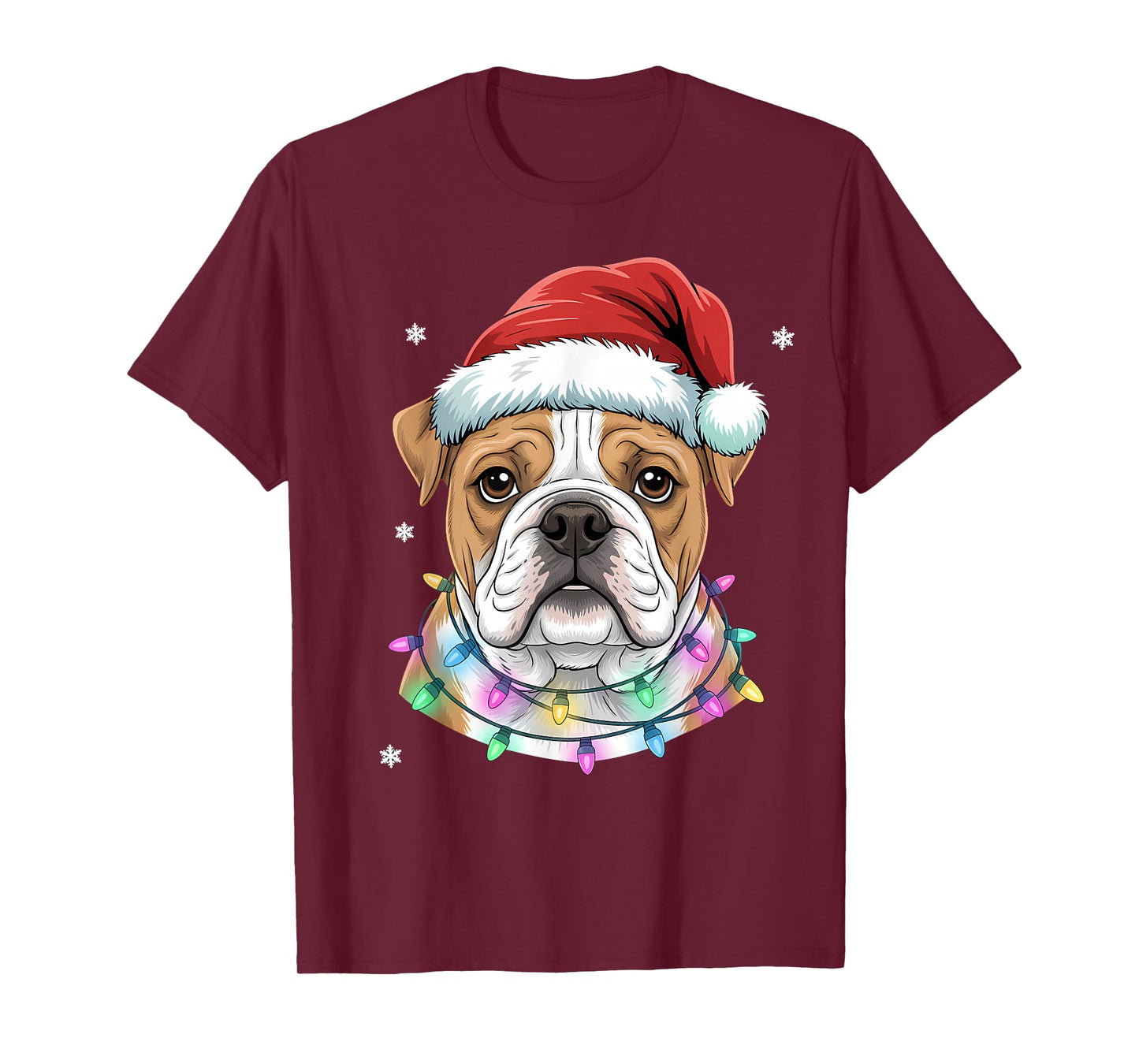 Christmas Lights Dog Santa Hat Cute Xmas Pajamas T-Shirt