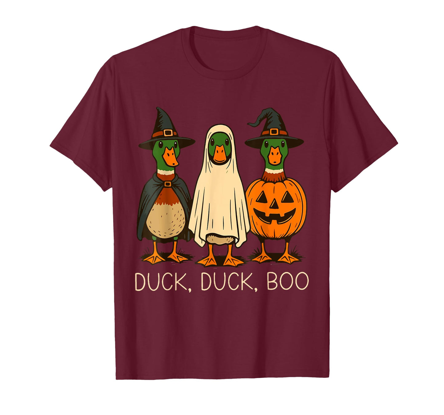 Cute Duck Duck Boo Funny Spooky Goose Halloween Fall Pumpkin T-Shirt