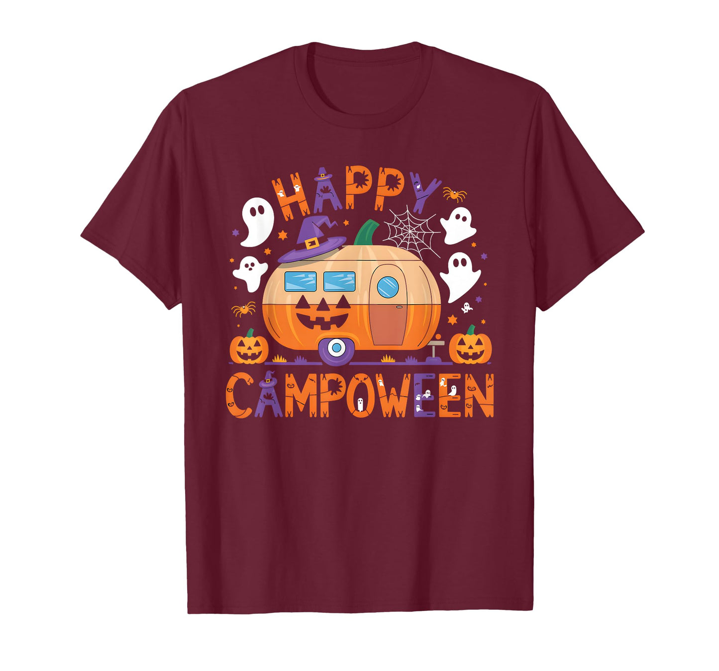 Happy Camp-O-Ween Halloween Camping Ghosts and Campfires T-Shirt