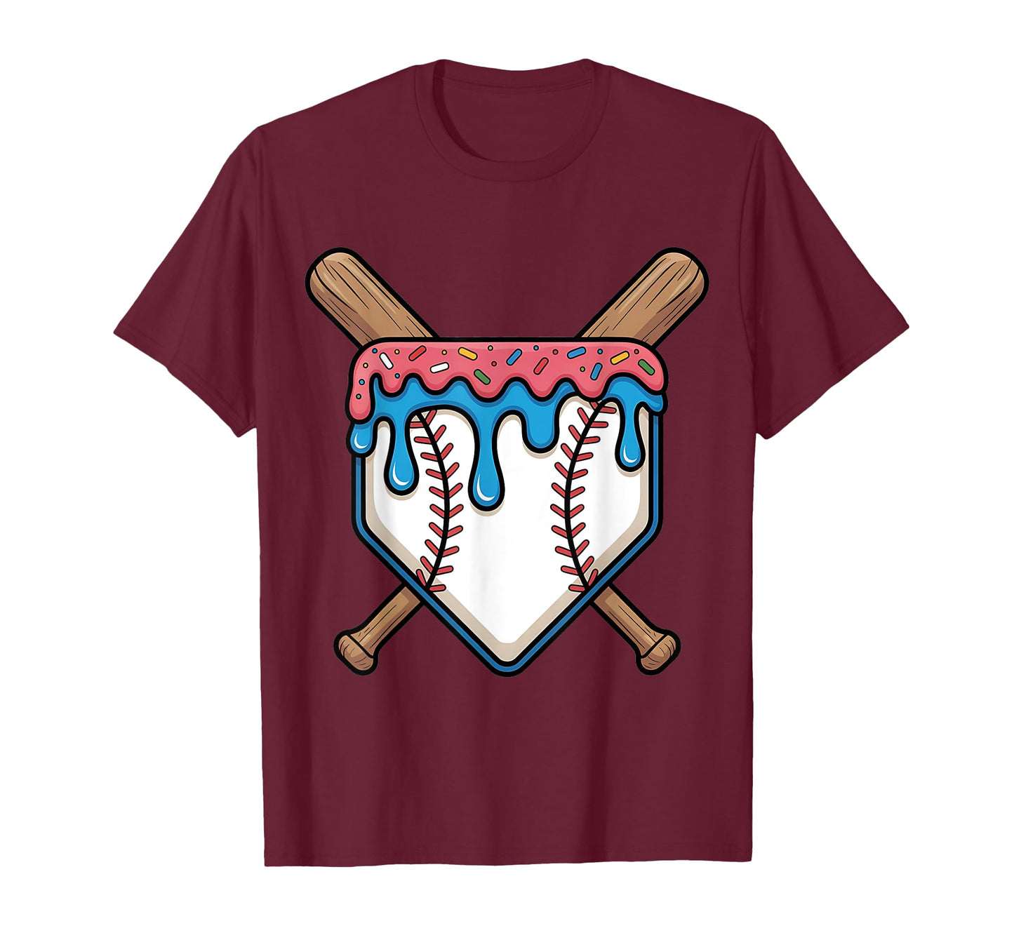 Baseball Boys Ice Cream Drip Baseball T-Shirt