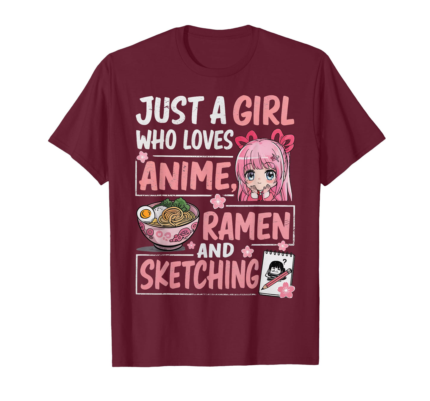 Just A Girl Who Loves Anime Ramen Sketching Japan Kawaii T-Shirt