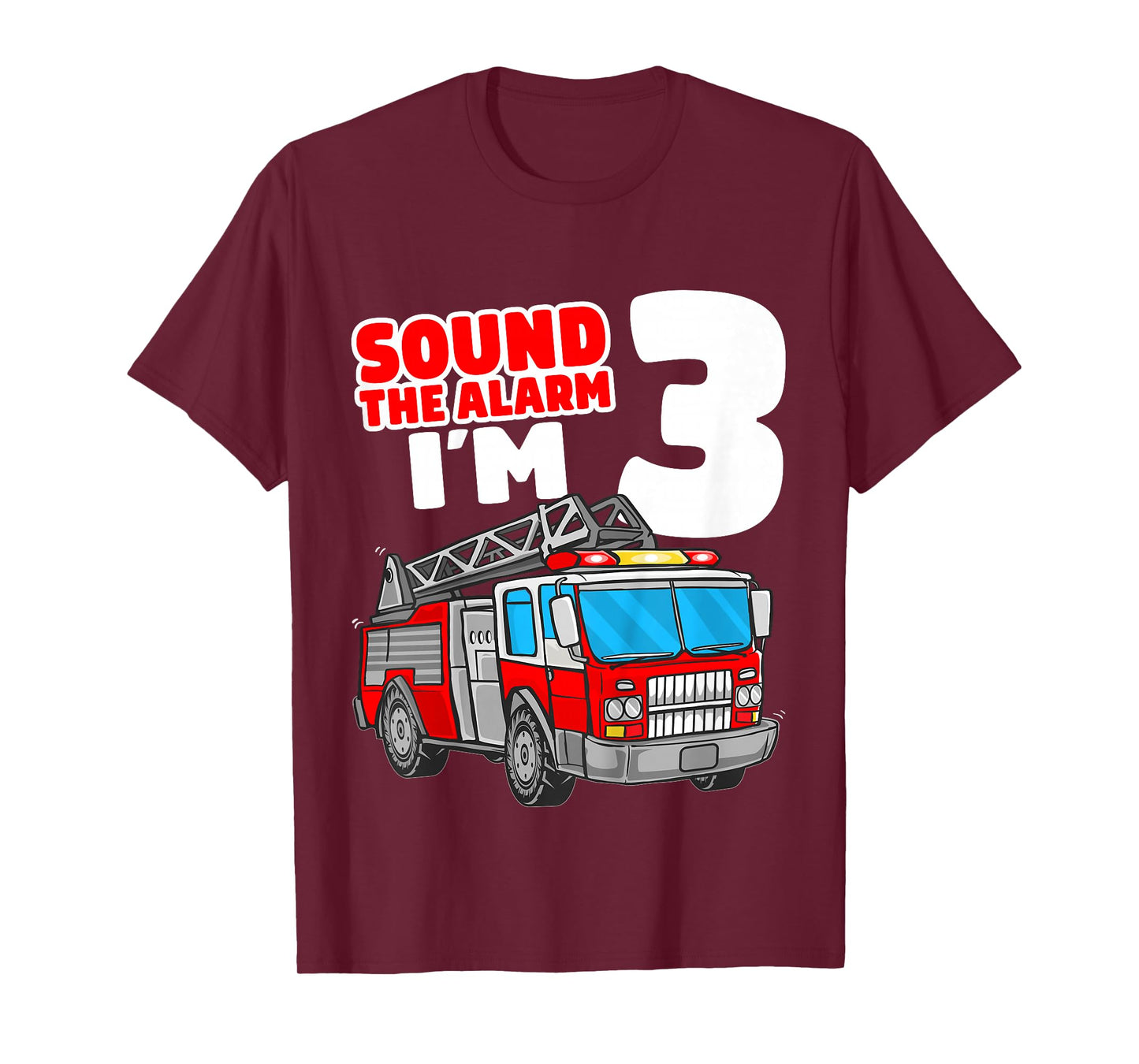 Kids Fire Truck 3 Year Old Firefighter 3rd Birthday Boy Toddler T-Shirt