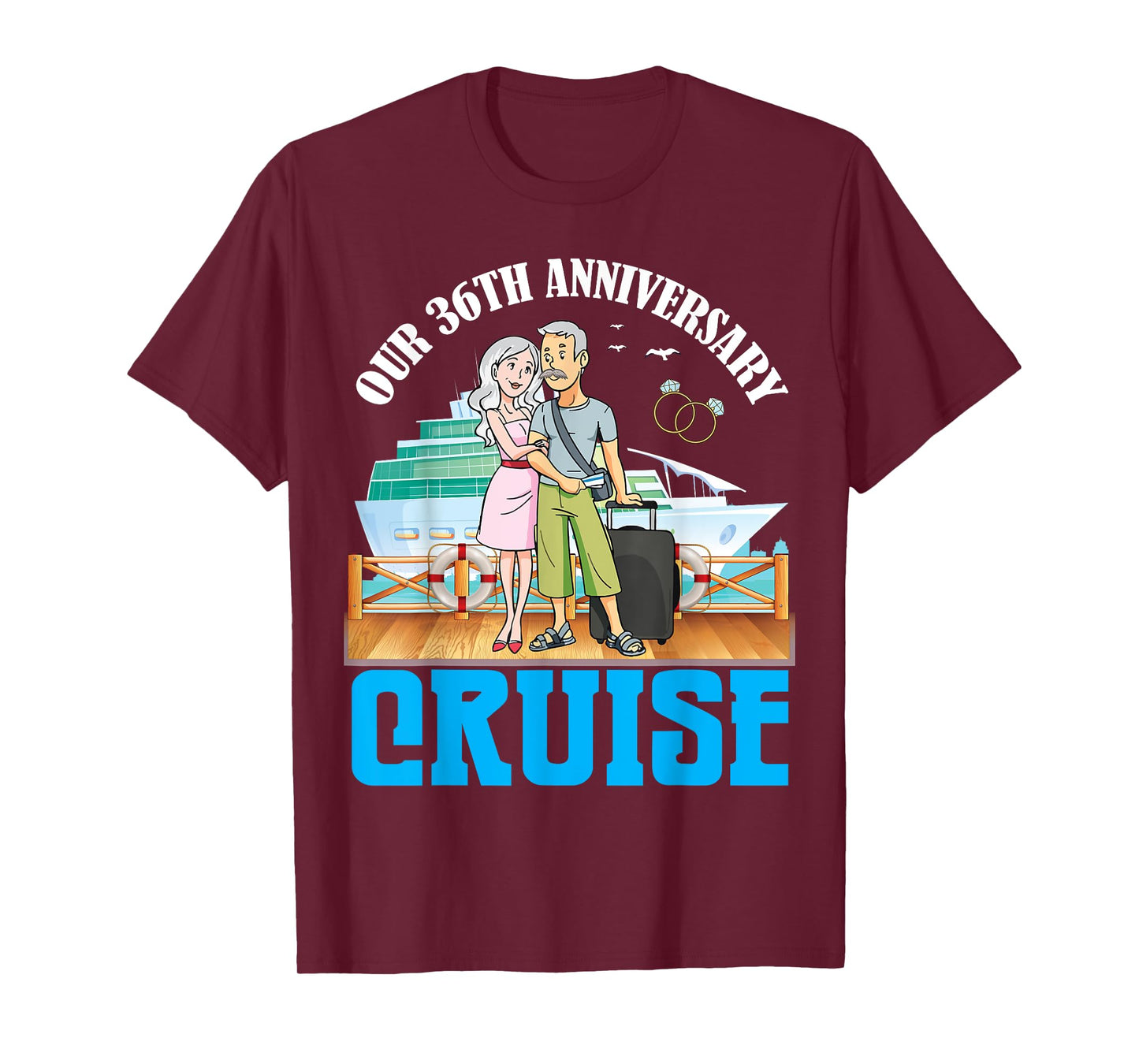 Couple Together Our 36th Anniversary Cruise Romantic Getaway T-Shirt