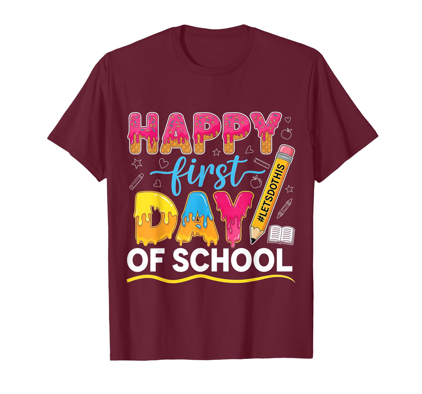 Cute Ice Cream Drip Happy First Day of School Shirt for Kids T-Shirt