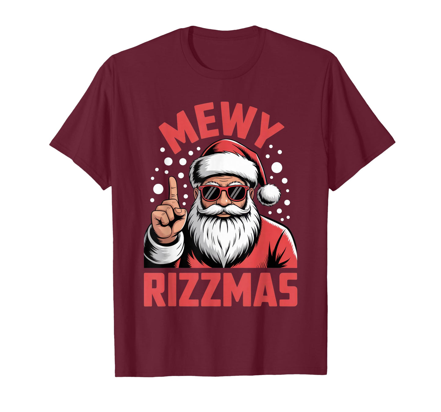 Mewy Rizzmas Fun Santa Enthusiasts Humor Christmas Party T-Shirt