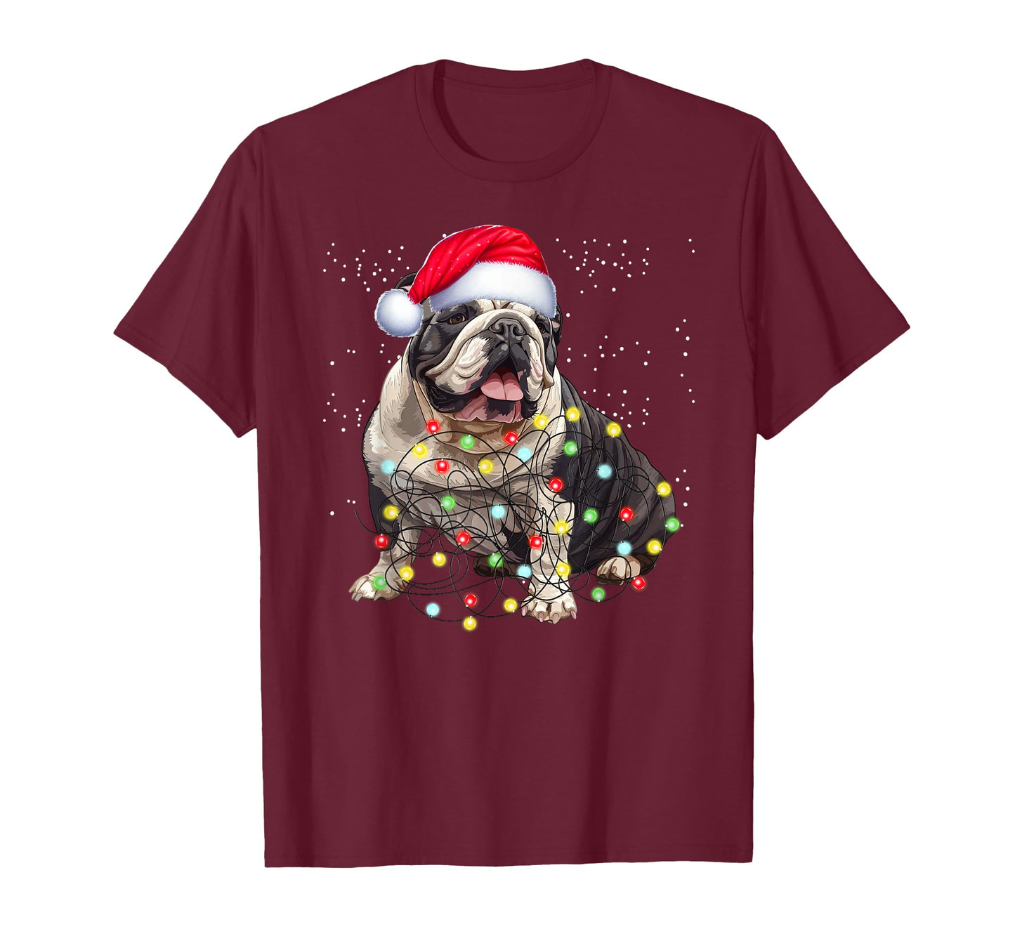 English Bulldog Dog Tree Christmas Sweater Xmas Pet Dogs Men Women Kids T-Shirt