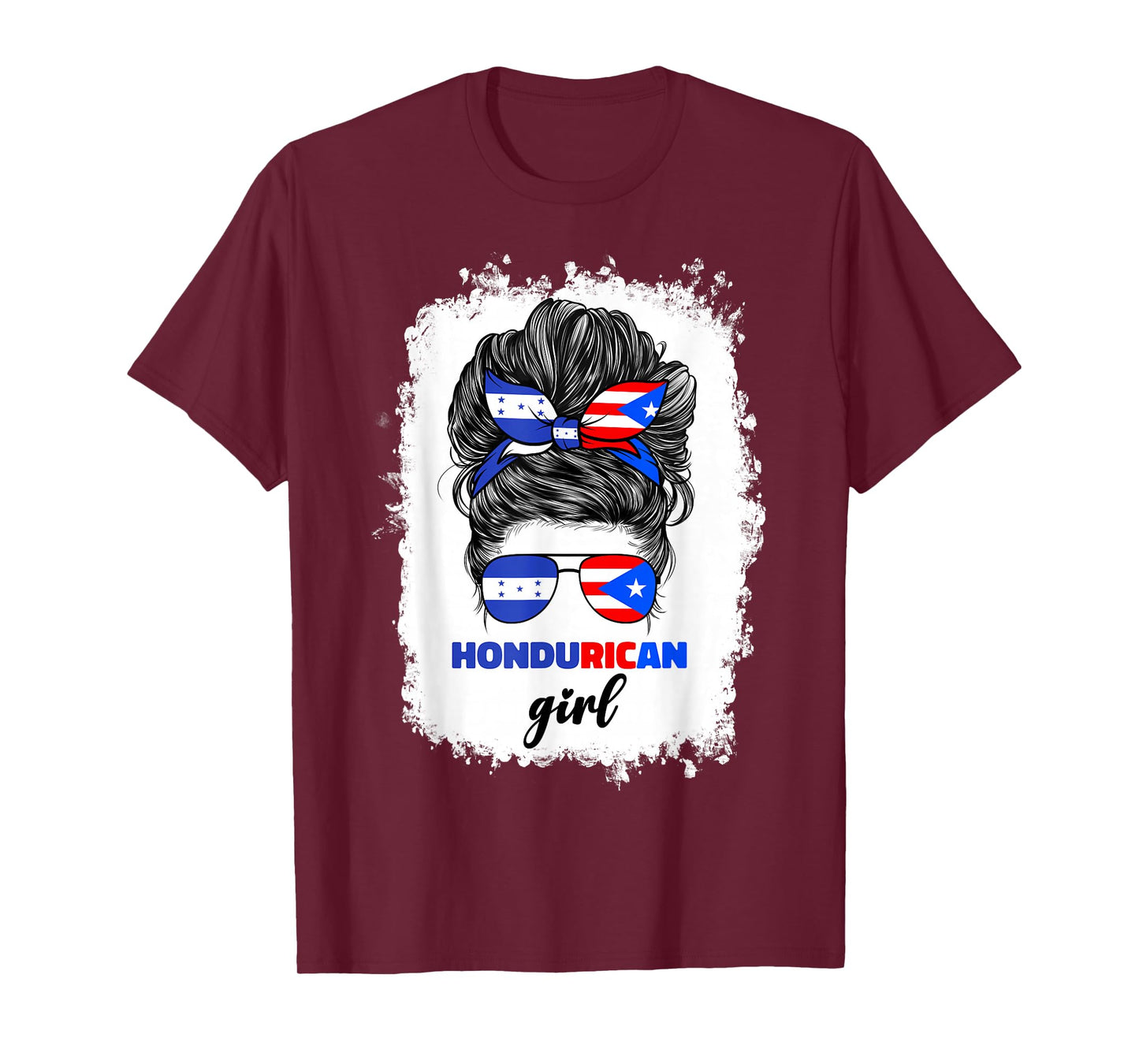 Half Honduran And Puerto Rican Rico Honduras Flag Girl Mix T-Shirt
