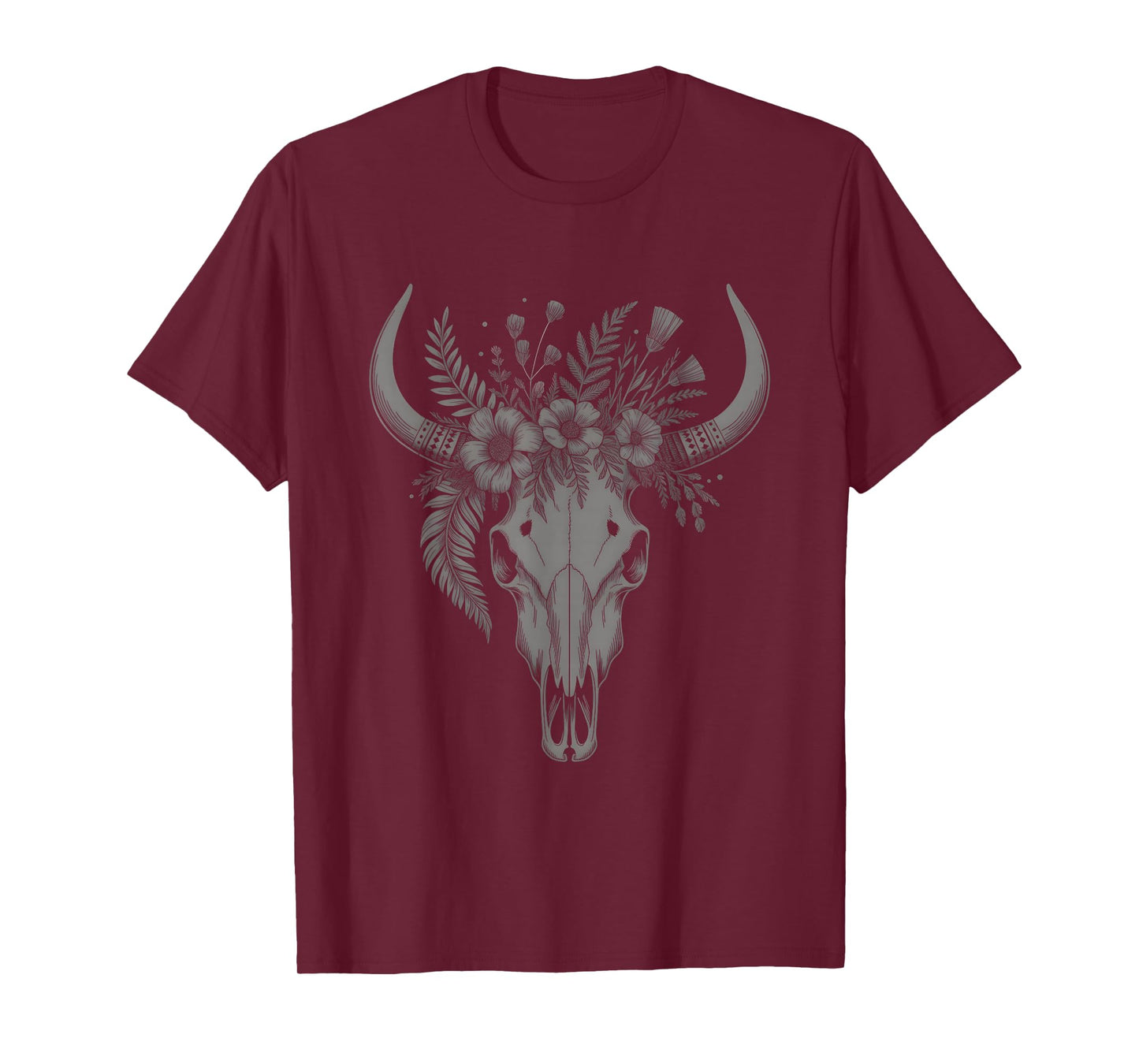 Western Cow Skull Vintage Boho Bull Skull Western Country T-Shirt