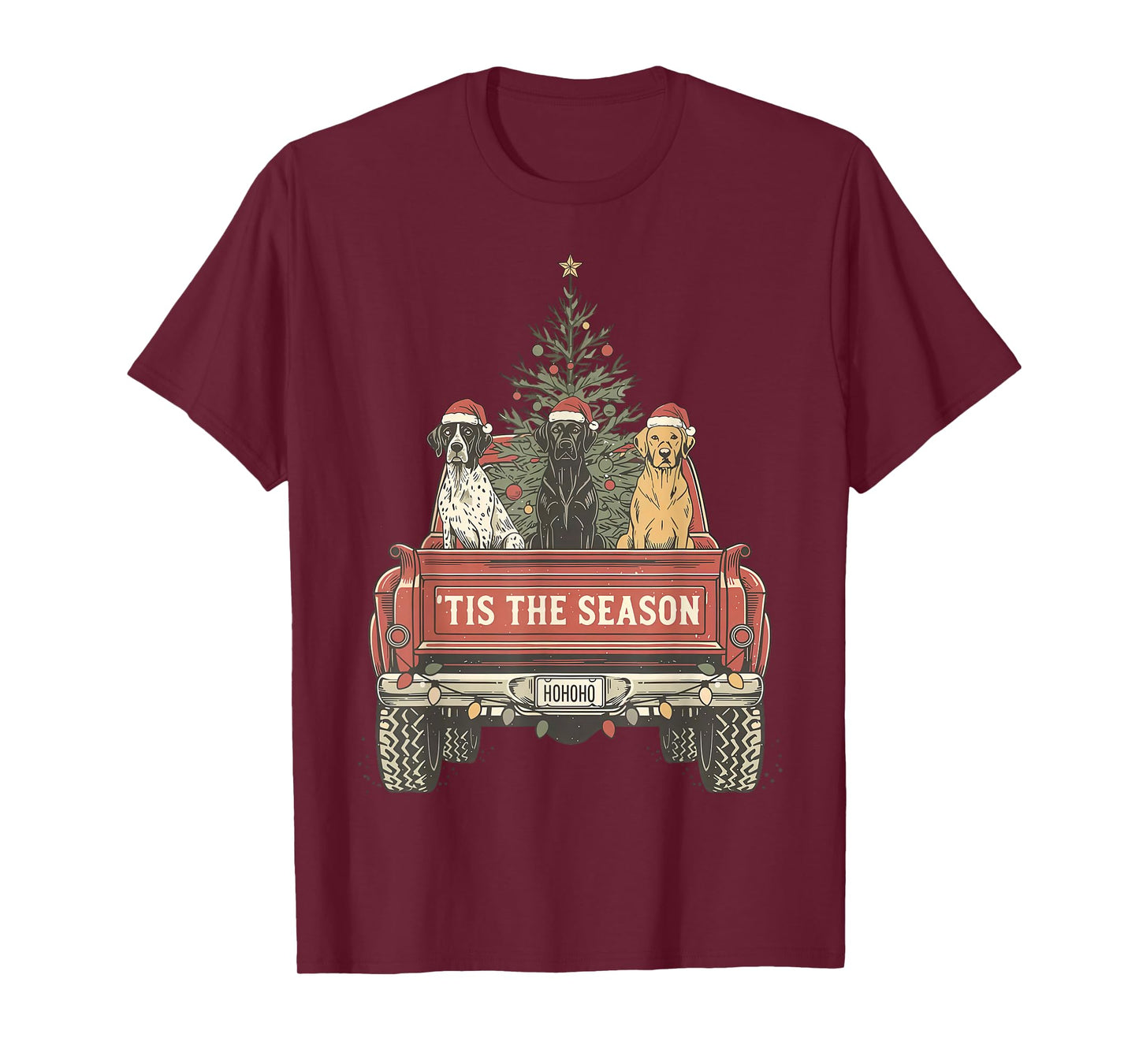 Tis The Season Hunting Dogs Car Truck Christmas Tree Holiday T-Shirt