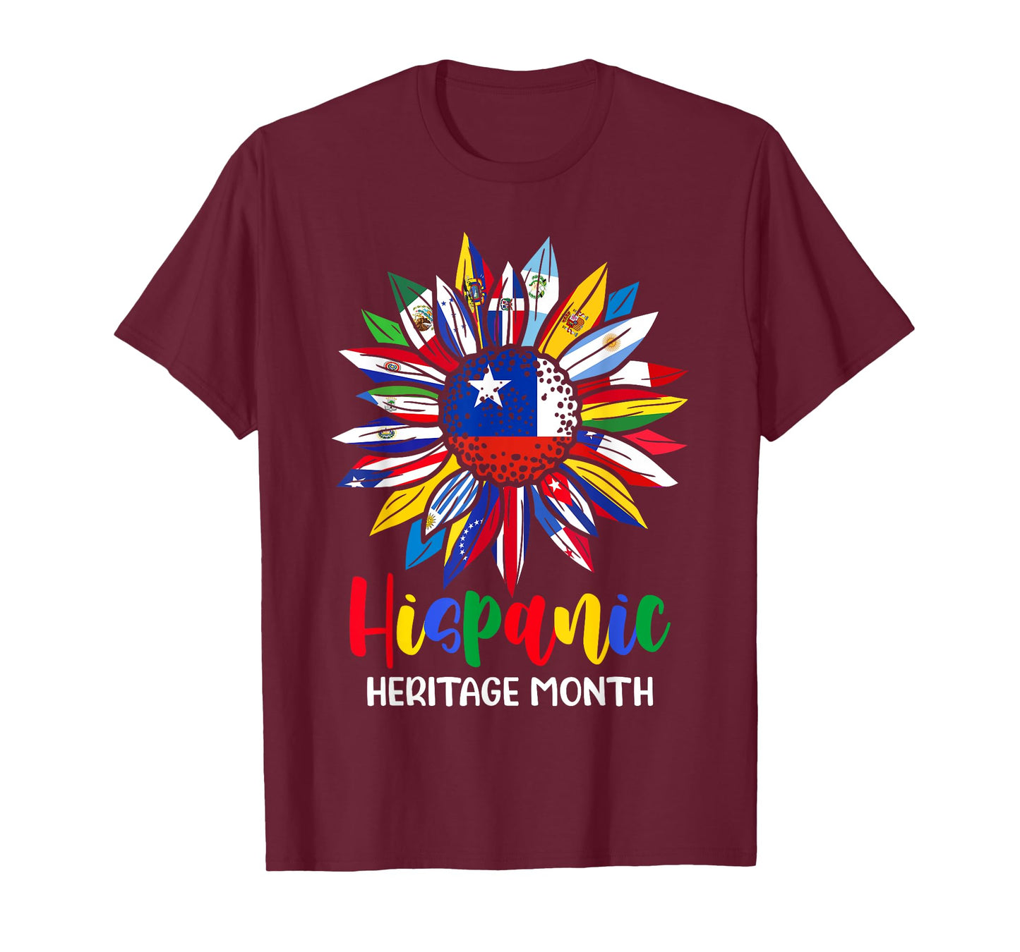 Hispanic Heritage Month Chile Flag Sunflower Latino Flags T-Shirt