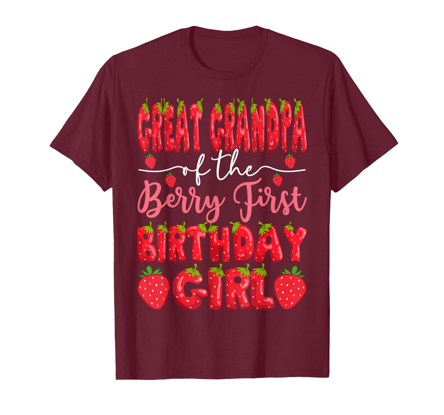 Great Grandpa Of The Berry First Birthday Girl Strawberry T-Shirt