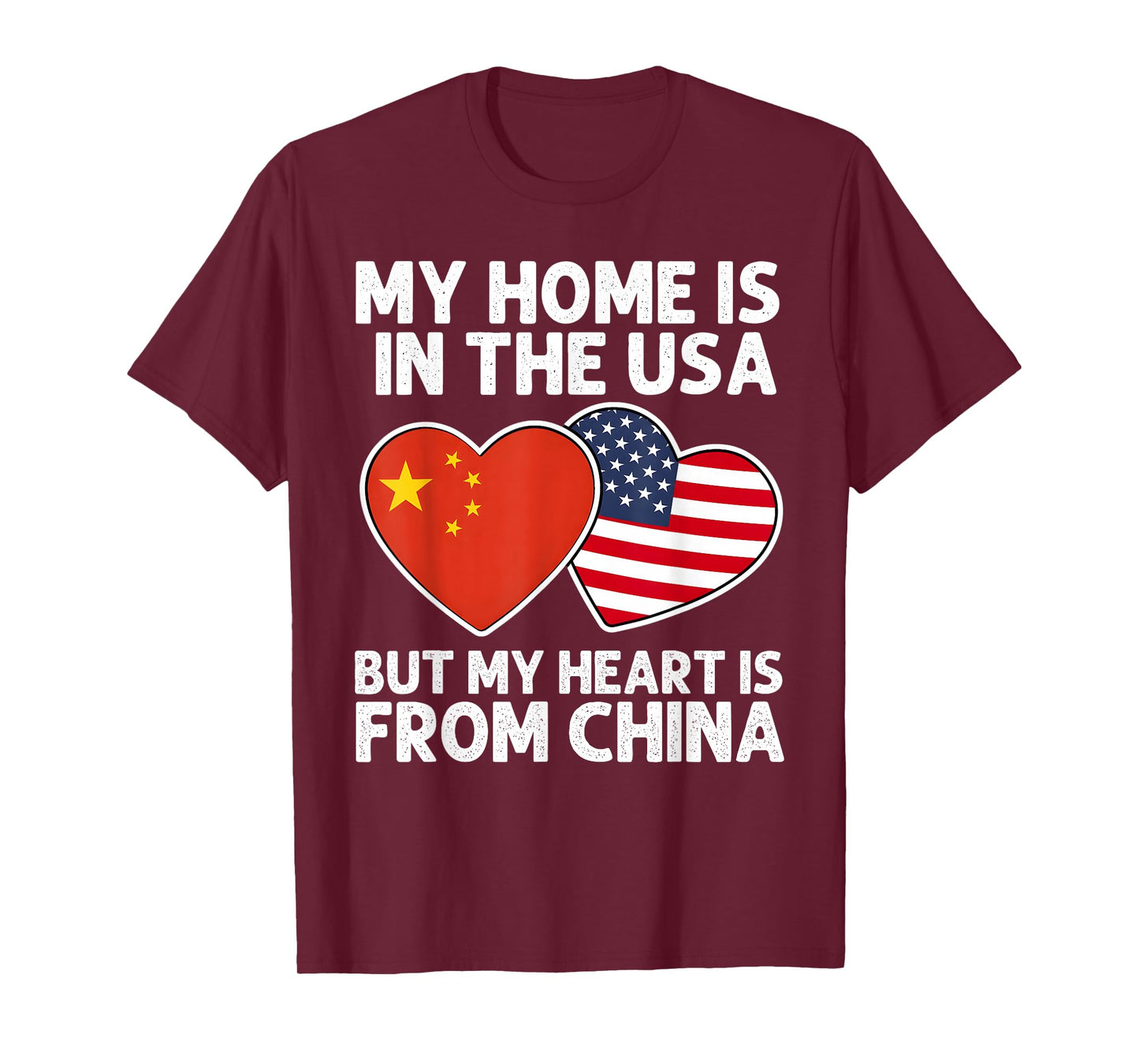 My Home USA My Heart China Chinese American Pride Flag T-Shirt