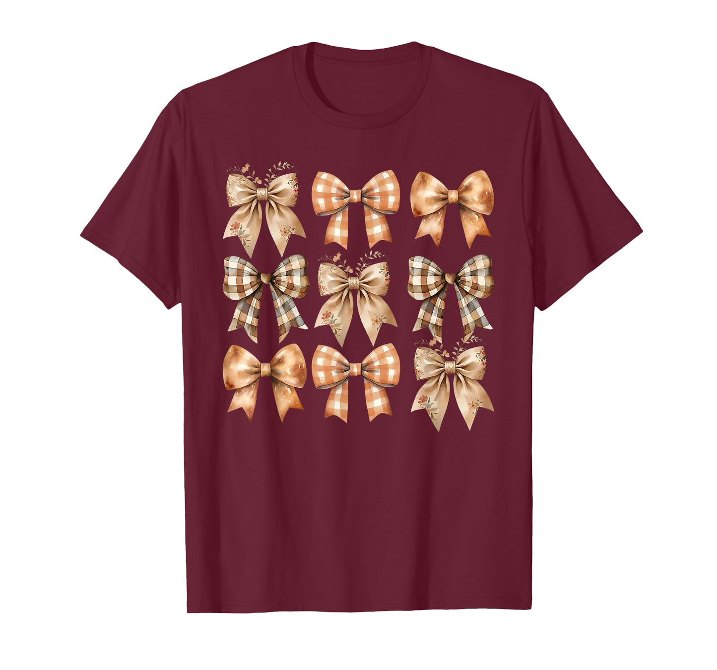 Coquette Bow Pumpkin Autumn Fall Y'all Leaves Thanksgiving T-Shirt