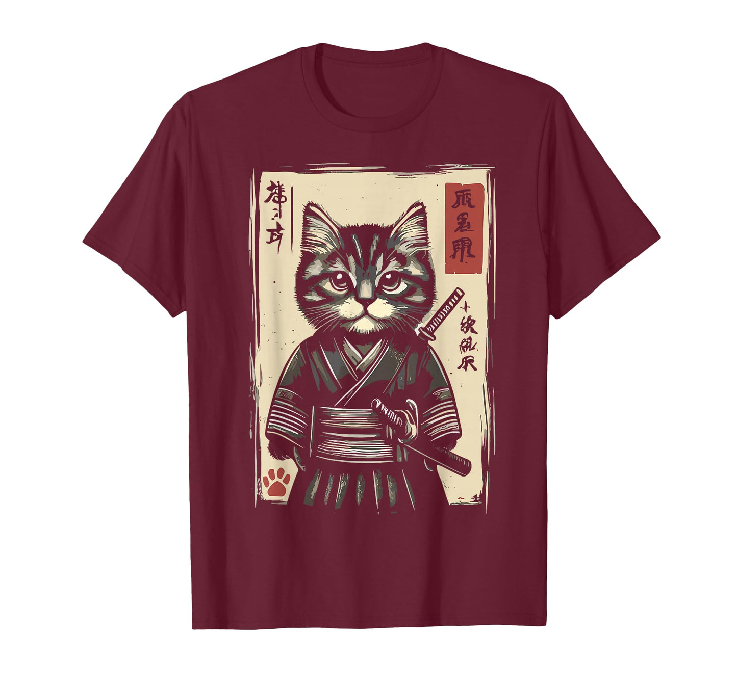 Samurai Cat Japanese Art Vintage Kawaii Cat T-Shirt