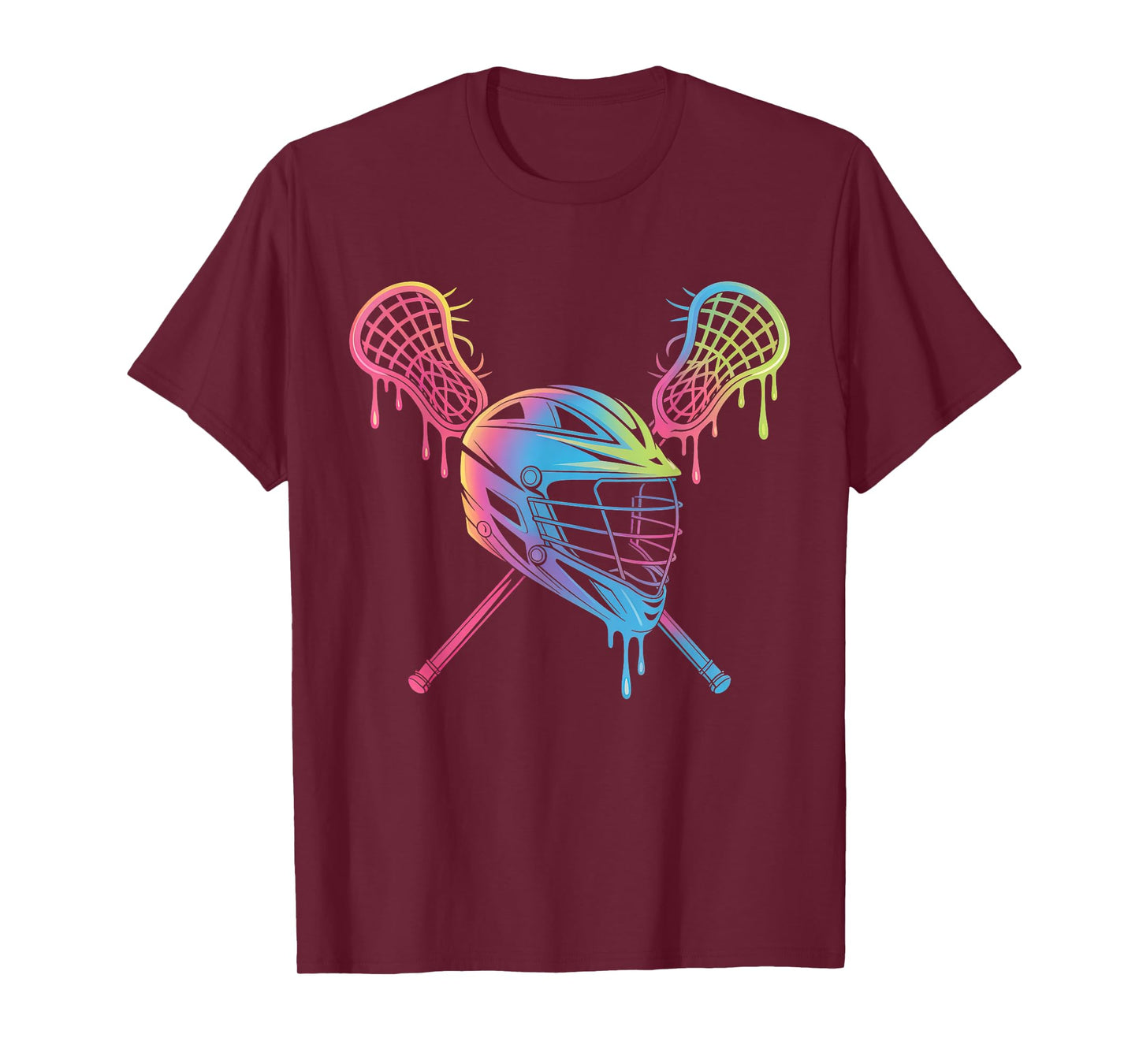 Lacrosse Drip Helmet Lax Sticks Melting Ice Cream Funny Tee T-Shirt