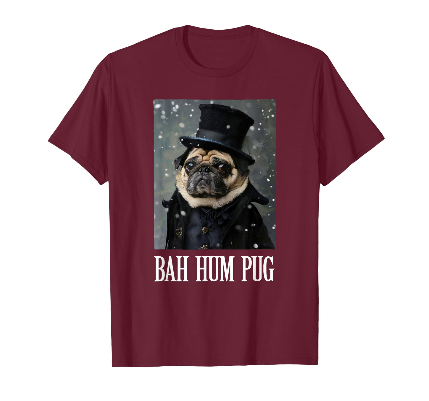 Funny Dog Bah Hum Pug Christmas Pet Holiday Photo Humbug Bug T-Shirt for Men Women Girls Kids