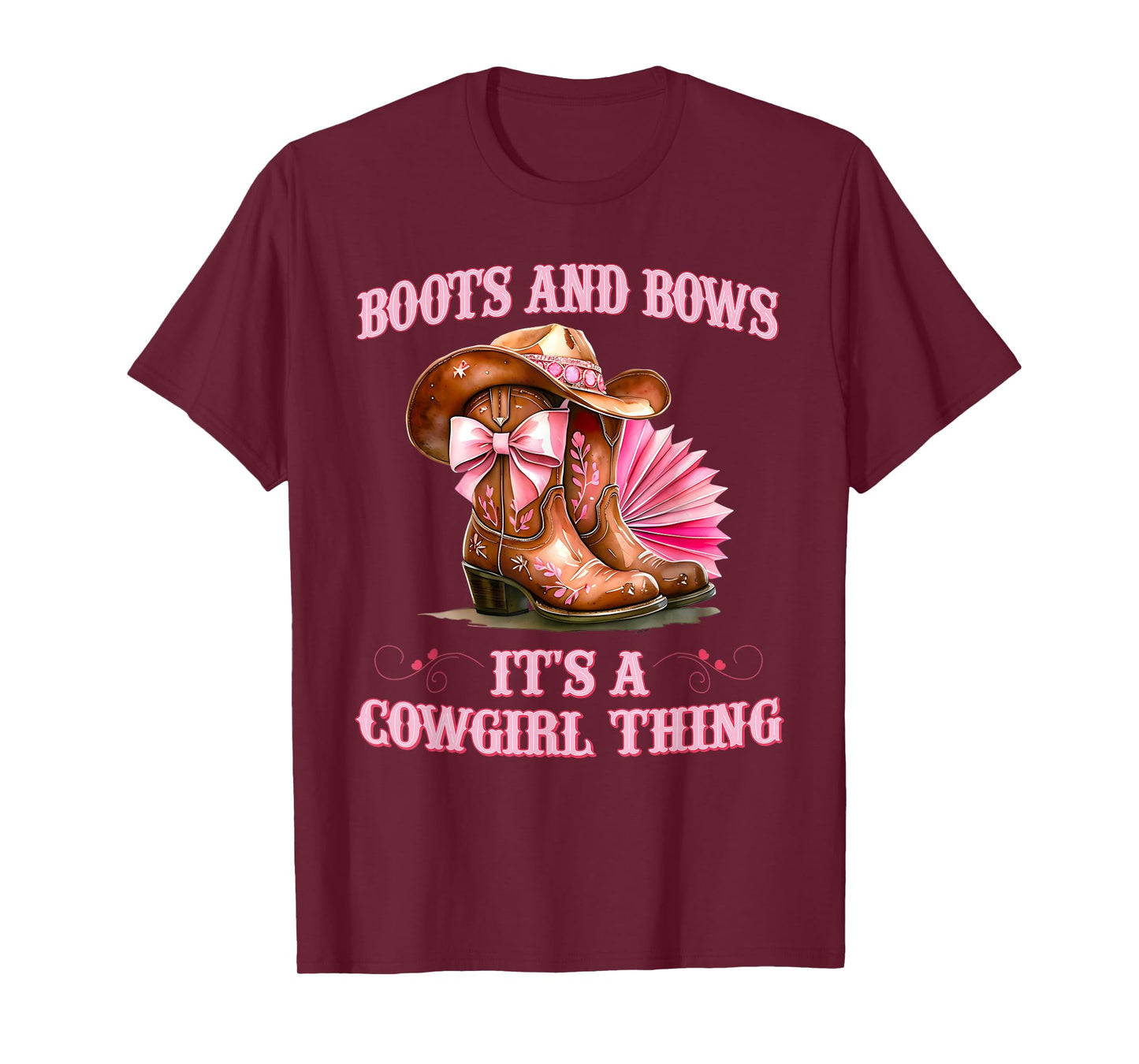 Boots and Bow Its a Cowgirl Thing Rodeo Coquette Bow Country T-Shirt