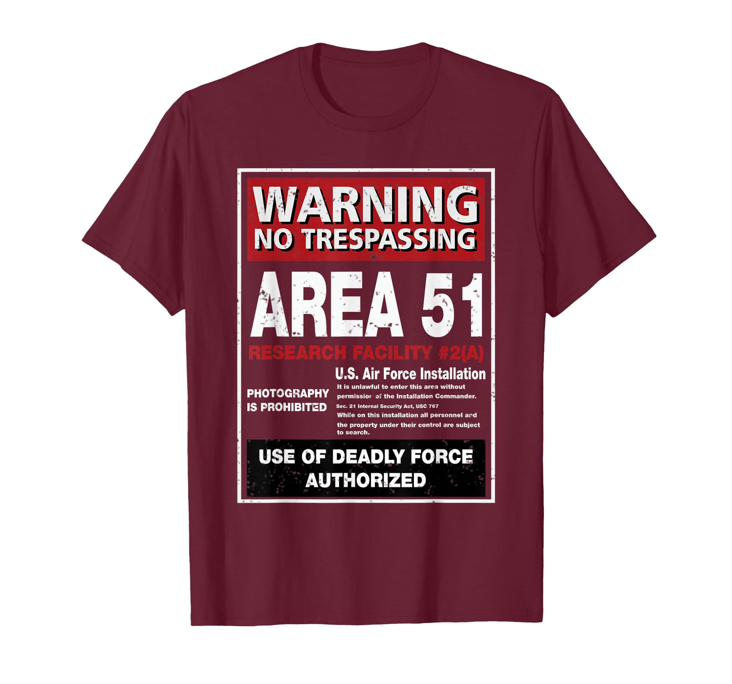 Alien T Shirt Area 51 Warning Sign Las Vegas NV T-Shirt