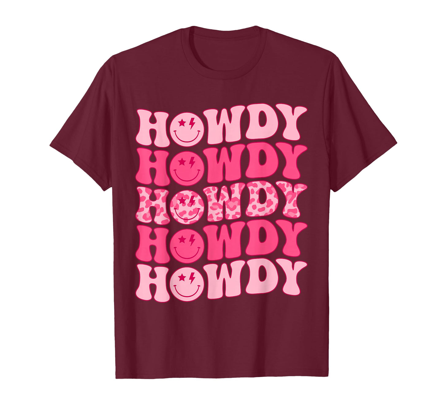 Groovy Howdy Western Girl Country Rodeo Pink Cowgirl Retro T-Shirt