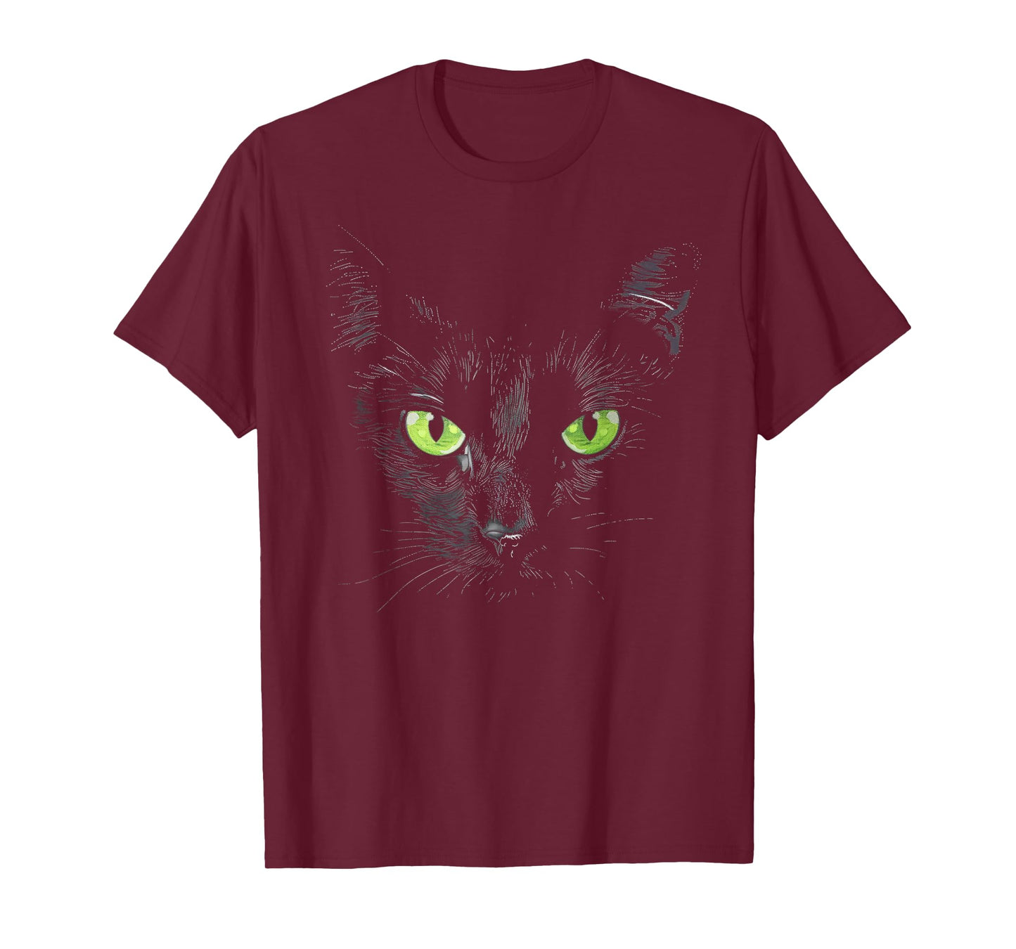 Funny Black Cat Face Green Eyes Kitten Halloween Costume T-Shirt for Men Women Kids