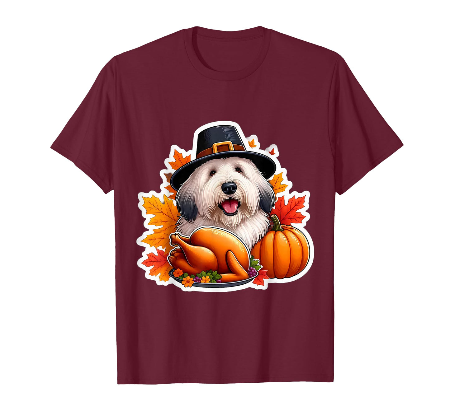 Thanksgiving Old English Sheepdog Dog Owner Lover Funny Cute T-Shirt