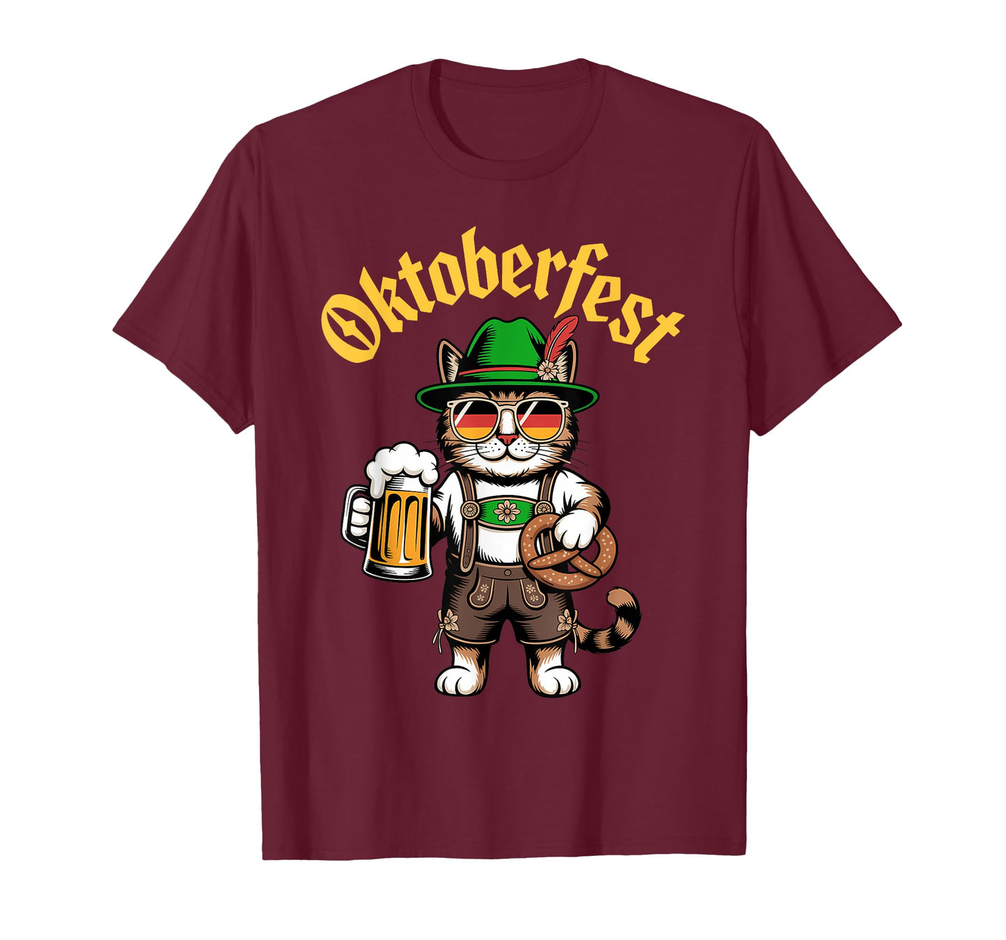 Funny Oktoberfest Cute Cat Pretzel Beer Funny Party Adults T-Shirt