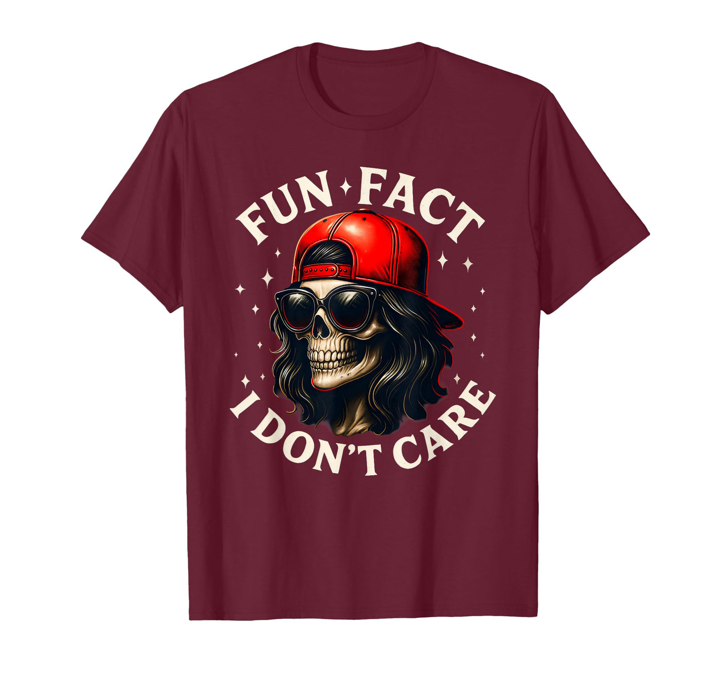 Fun Fact I Don't Care Funny Skeleton Skull, Women Sarcastic T-Shirt