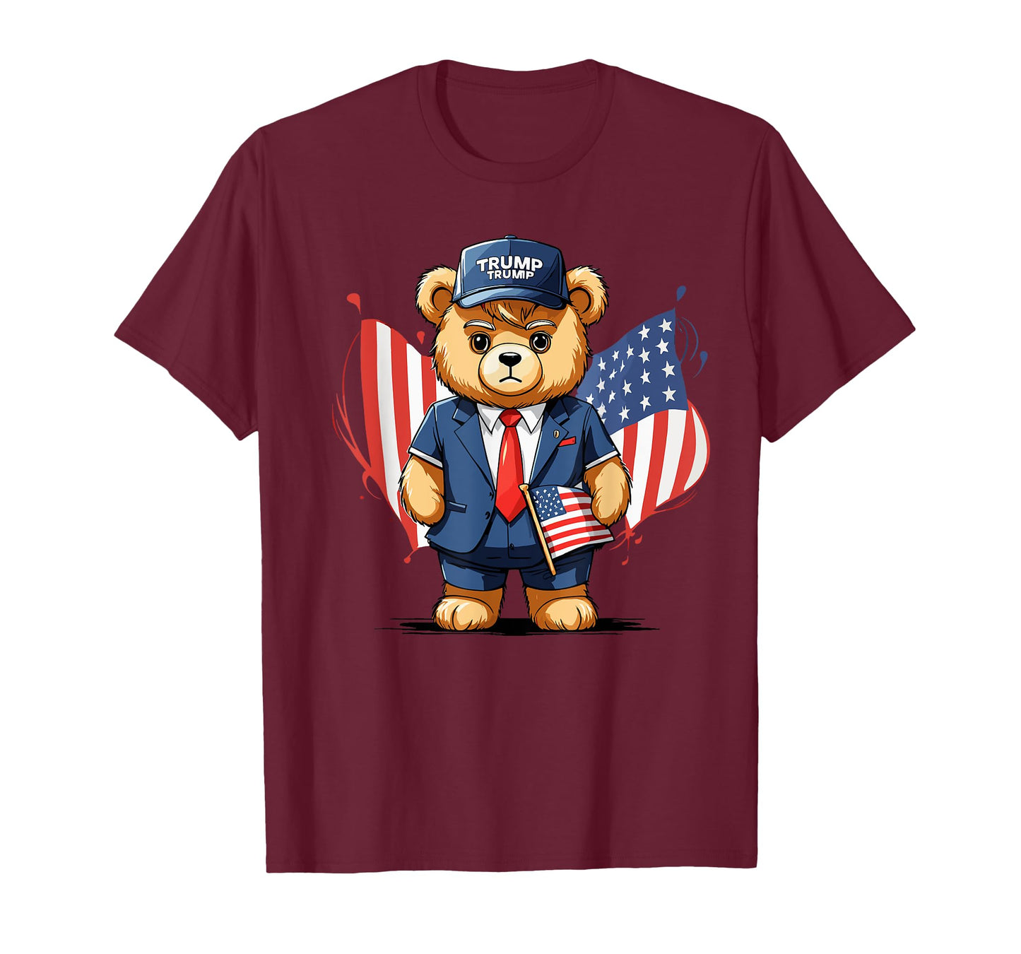 Trump Teddy Bear USA Flag Patriot T-Shirt for Women Men