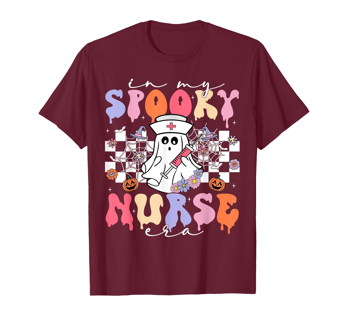 Groovy Ghost In My Spooky Nurse Era Halloween Nursing T-Shirt