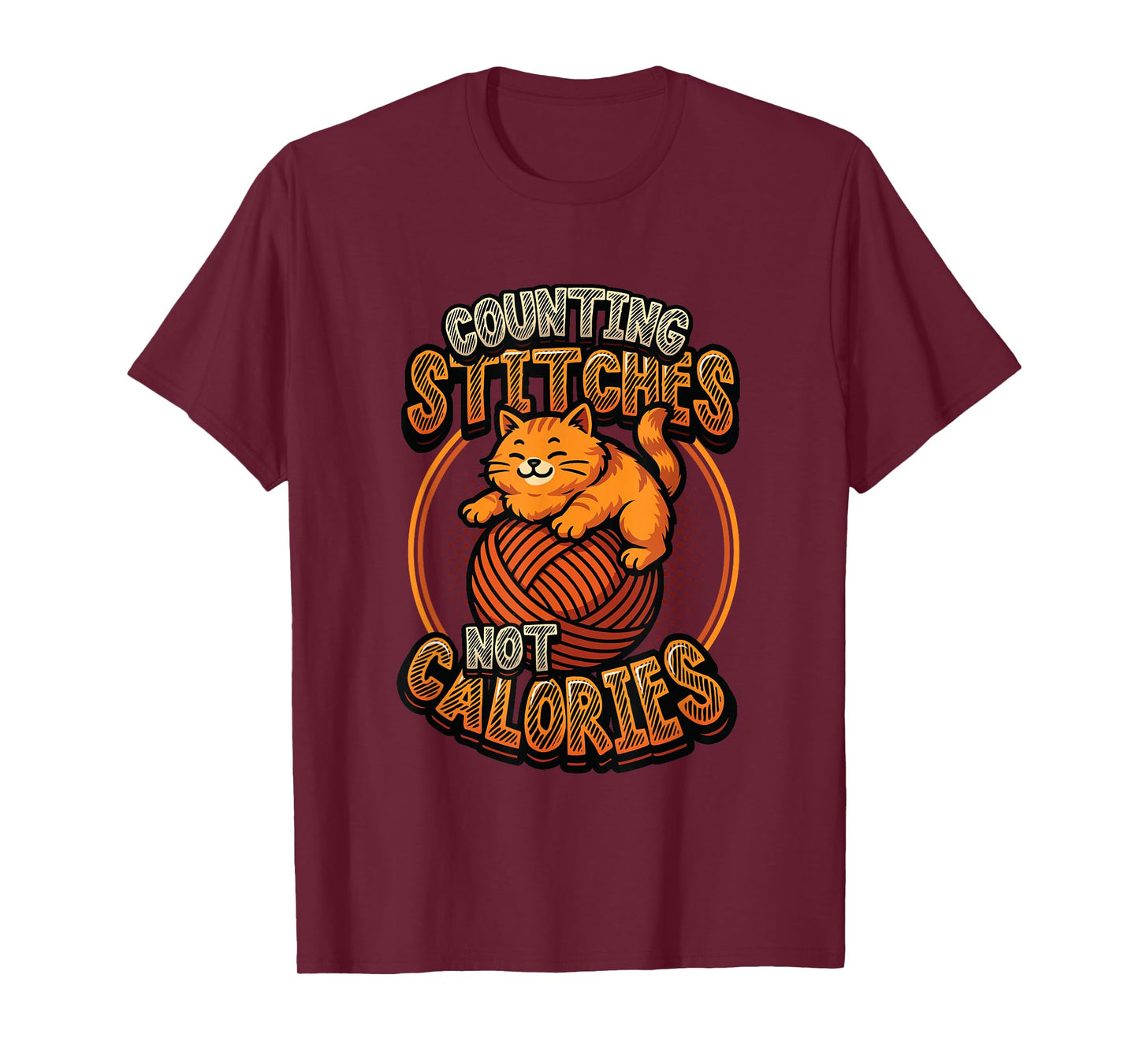 Counting Stitches Not Calories Knitting Cat T-Shirt