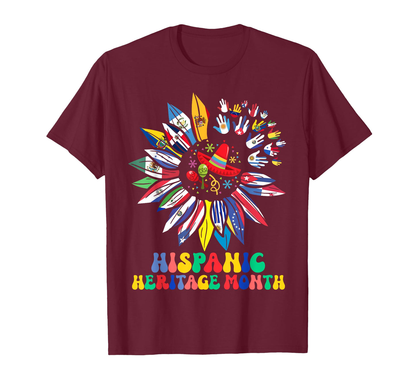 National Hispanic Heritage Month Sunflower All Countries T-Shirt
