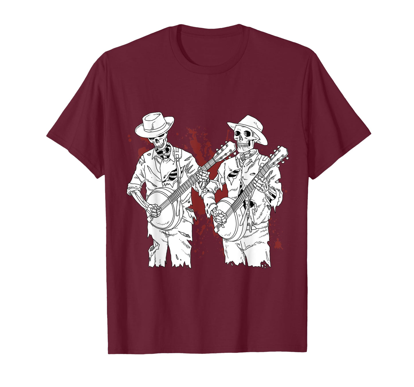 Banjo Tshirt For Men Scary Banjo Gifts Skeleton Bluegrass T-Shirt