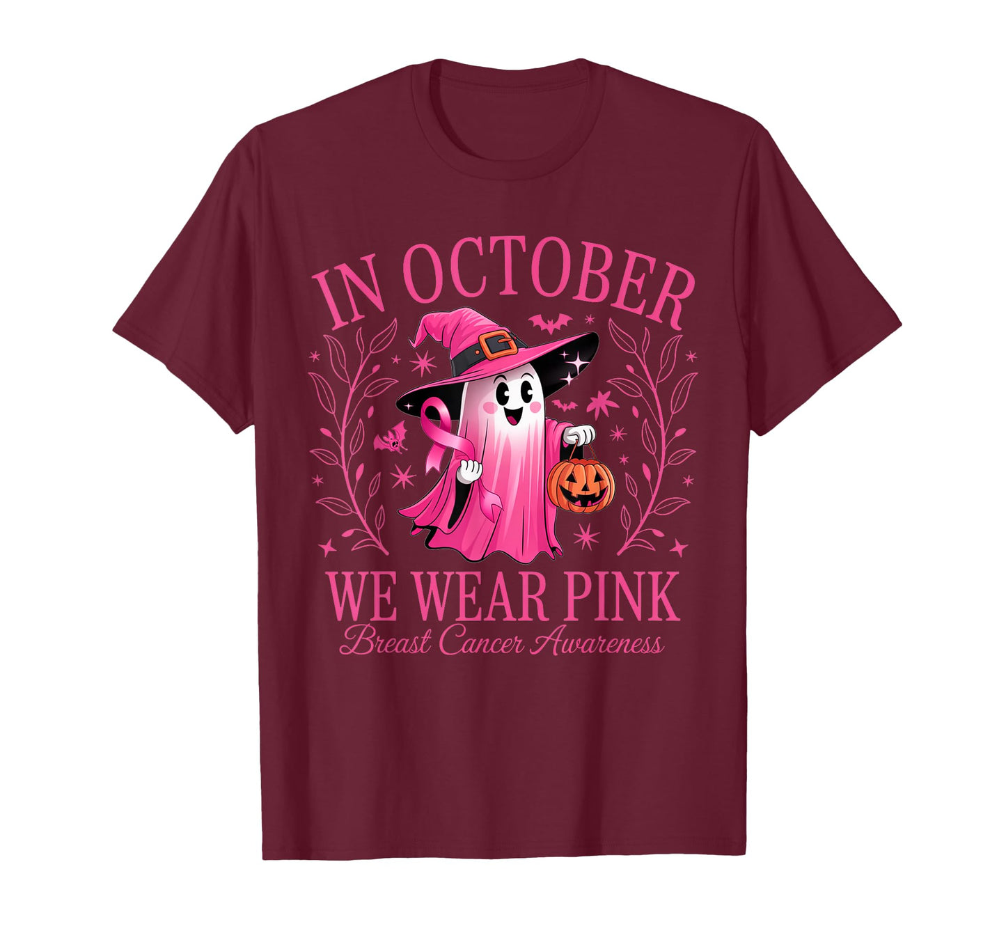 In October We Wear Pink Breast Cancer Awareness Halloween T-Shirt