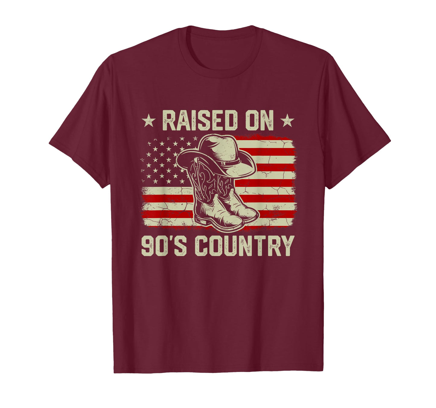 Vintage American Flag Raised On 90's Country Music T-Shirt
