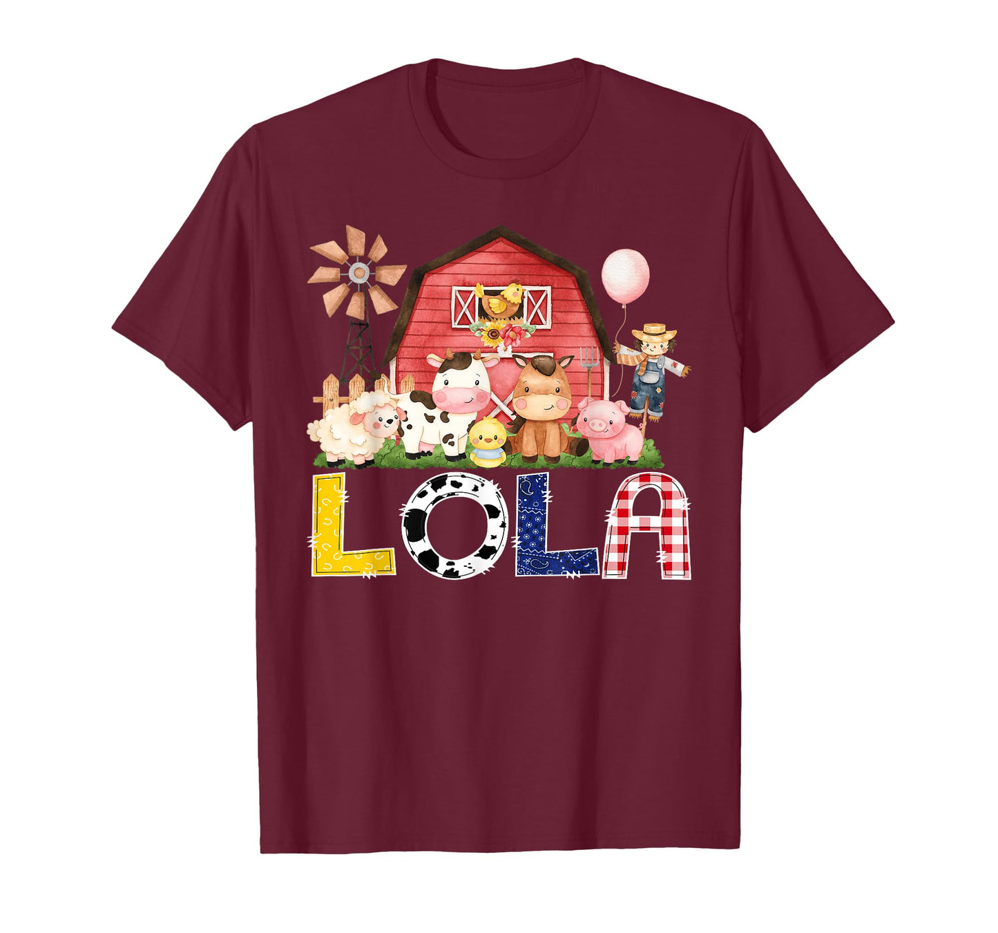 Lola Of The Birthday Boy/Girl/Kids Red Farm Cow T-Shirt
