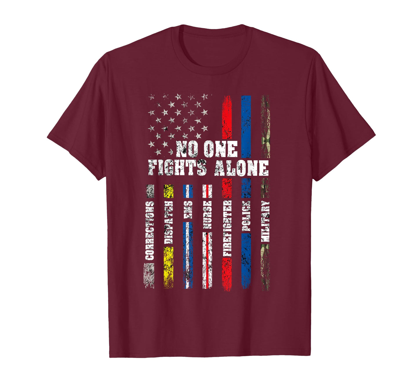 American Flag Thin Line Police Fire Military Nurse Responder T-Shirt Small
