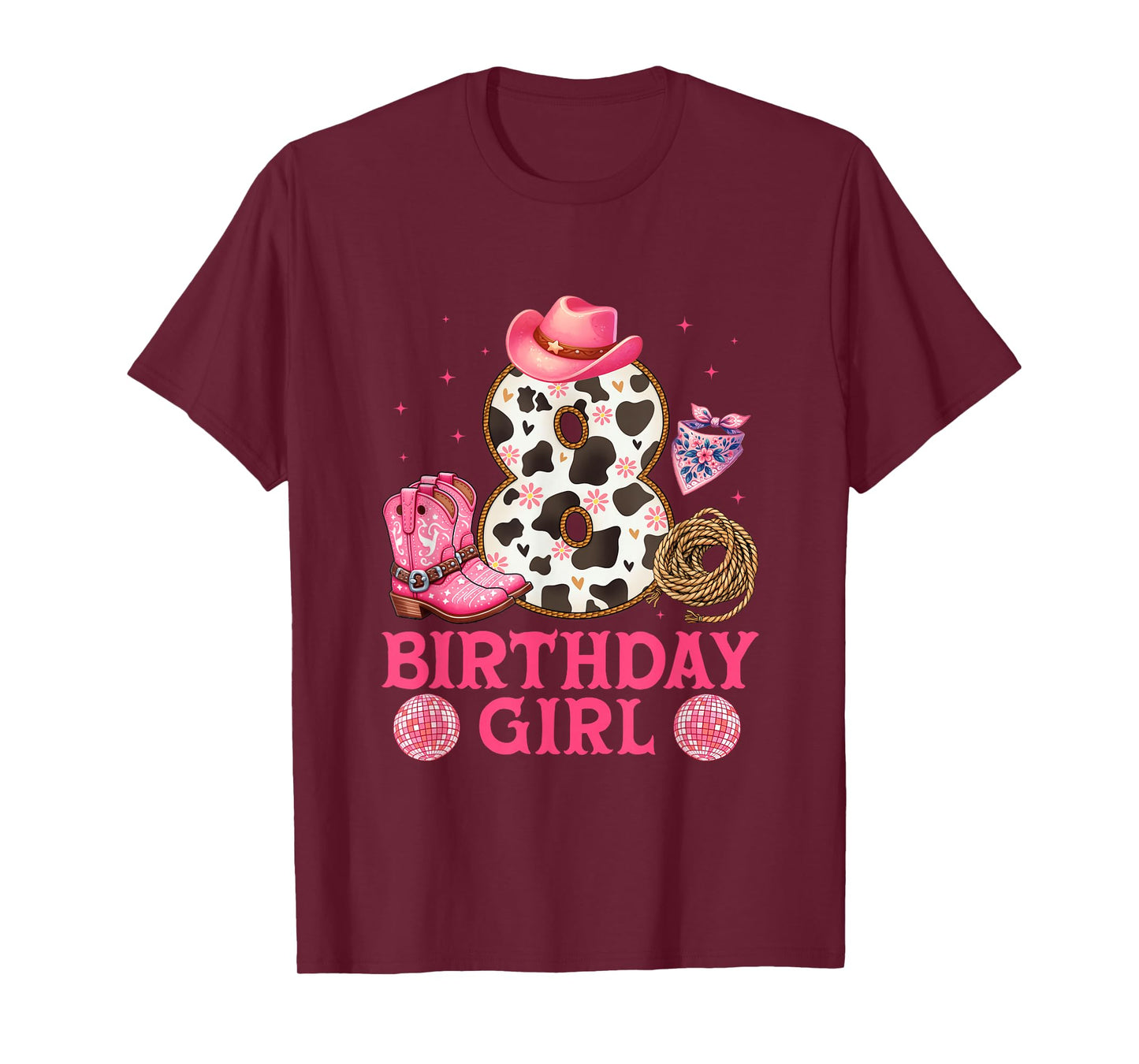 Cowgirl Birthday Girl 8 Years Old Western 8th birthday girl T-Shirt