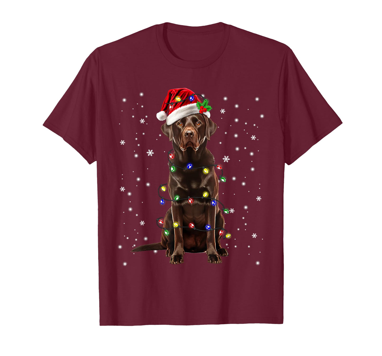 Chocolate Lab Labrador Christmas Funny Gifts Unisex-Adults, Unisex-Kids Black Small Modern Cartoon Graphic T-Shirt