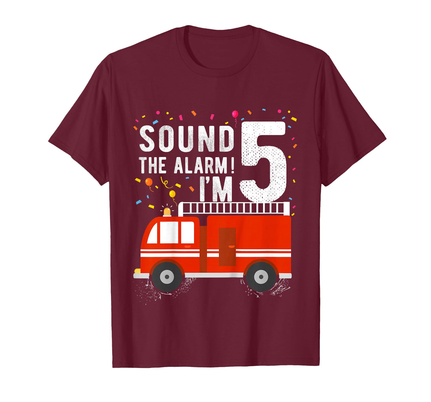 Fire Truck 5th Birthday Boy 5 Year Old Firefighter T-Shirt