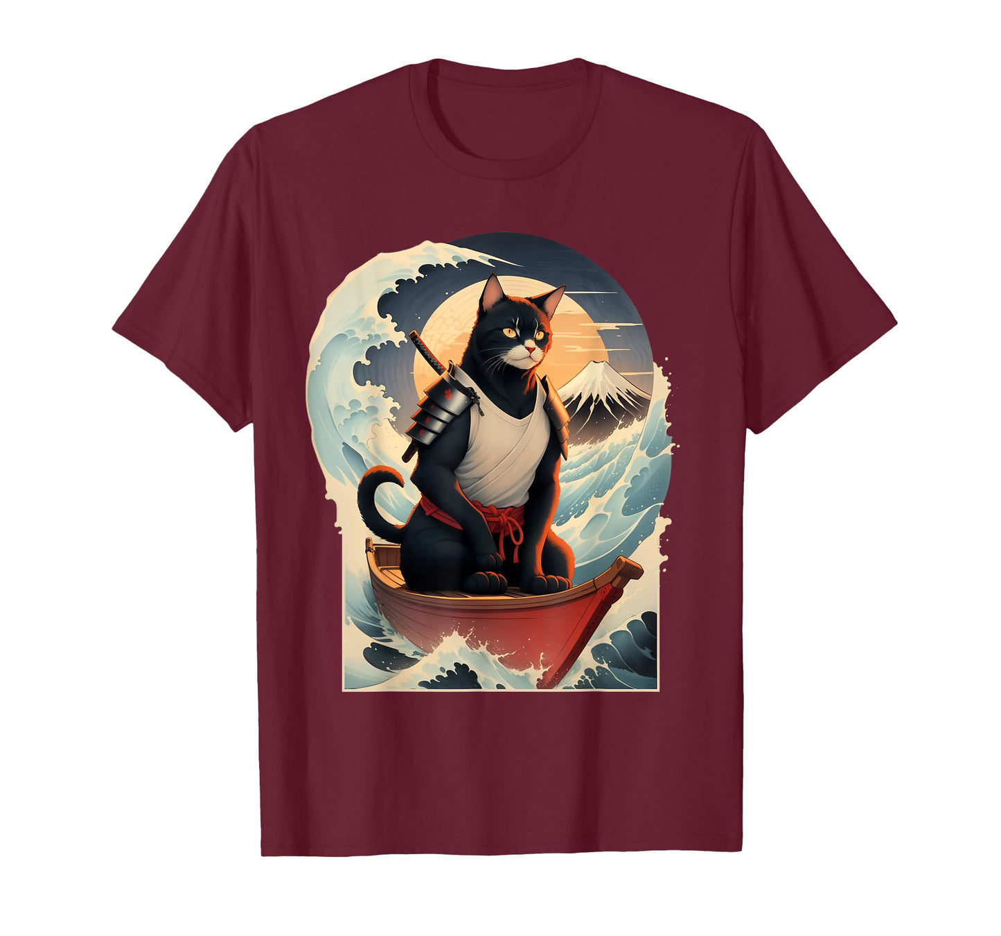 Japanese Samurai Cat Men Women Girls Kids T-Shirt