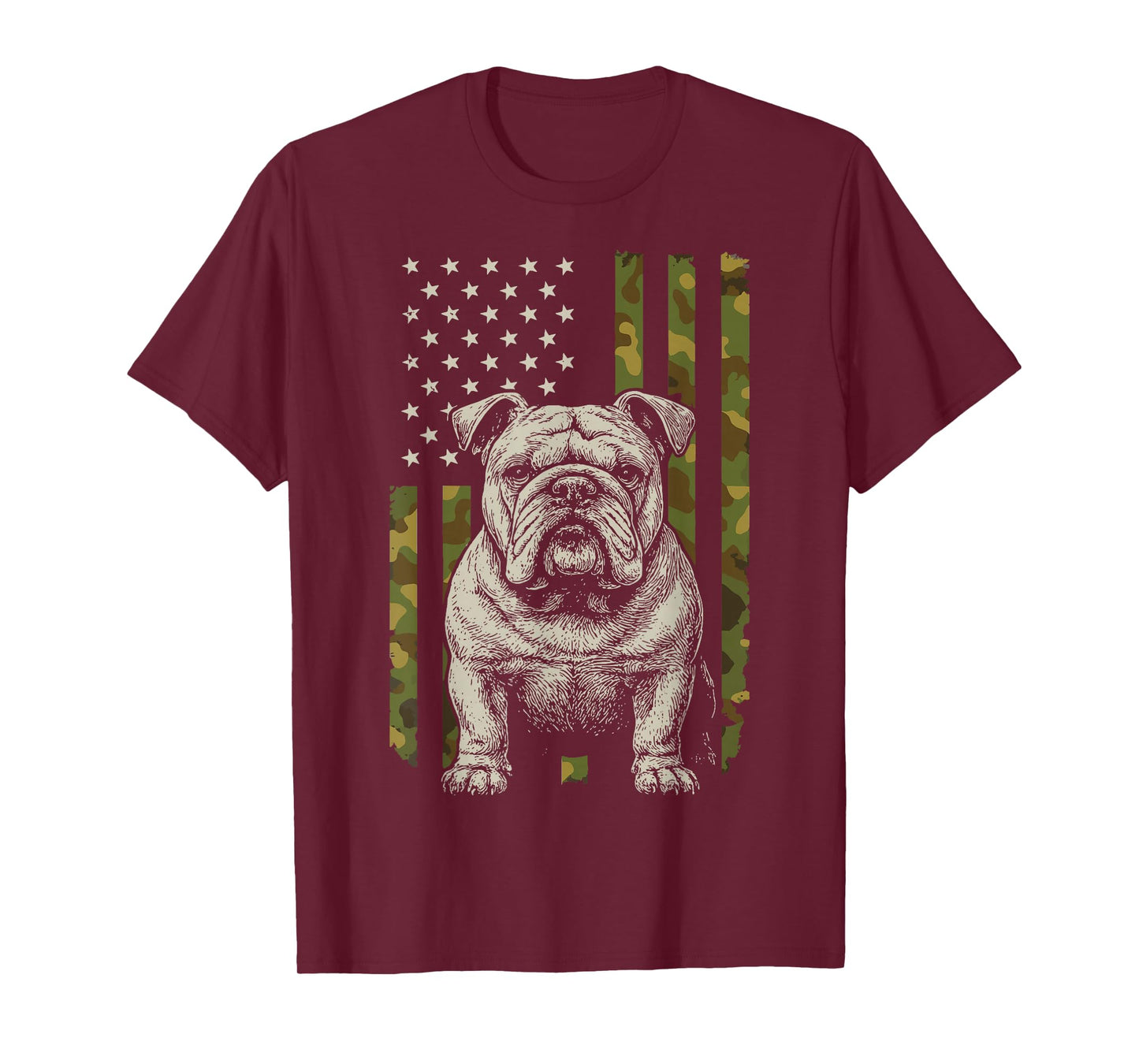 Bulldog US Flag 4th of July T-Shirt