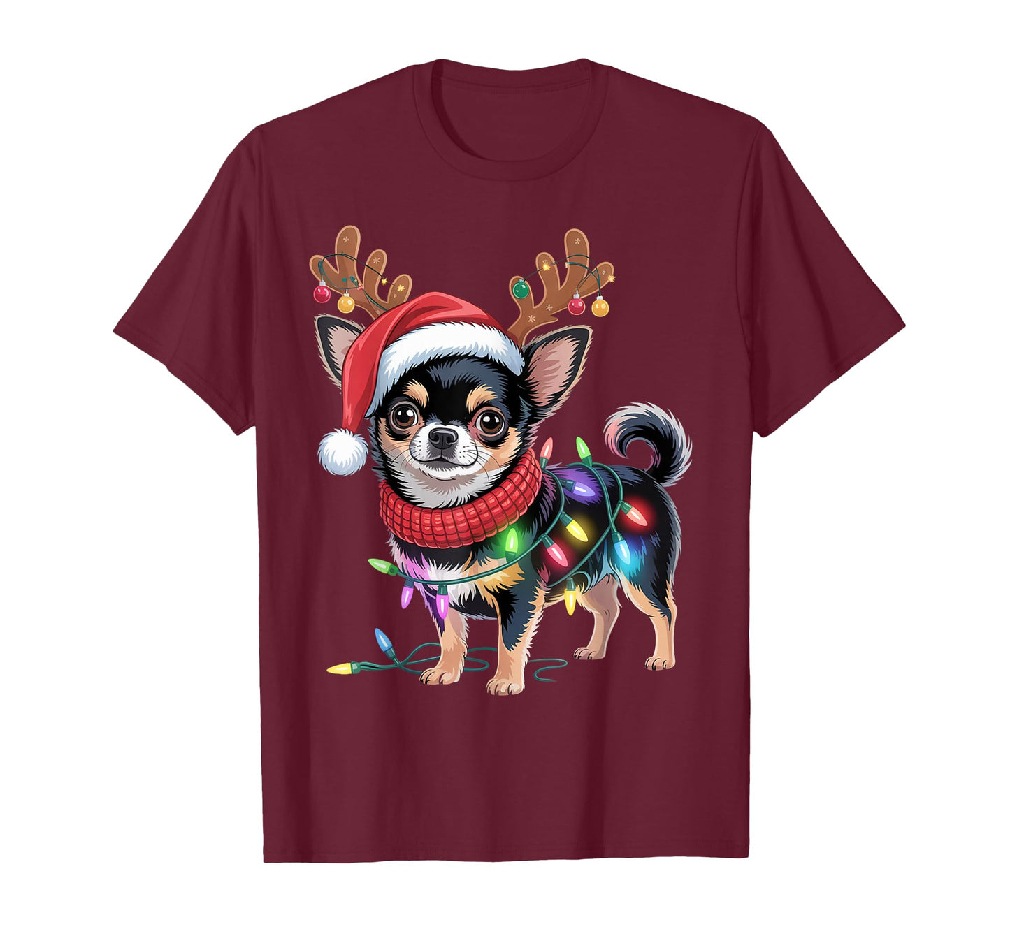 Funny Chihuahua Dog Mom Christmas Lights Pet Owner Xmas T-Shirt