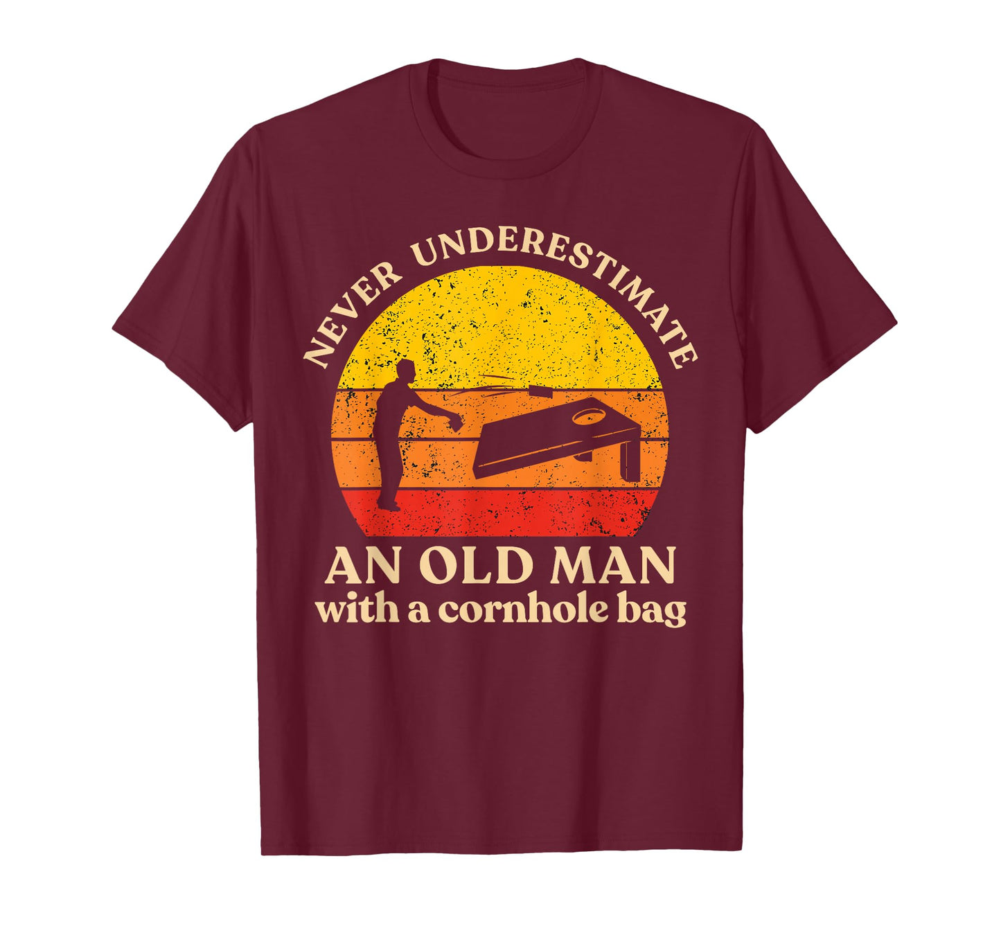 Never Underestimate an Old Man with a Cornhole Bag Cornhole T-Shirt