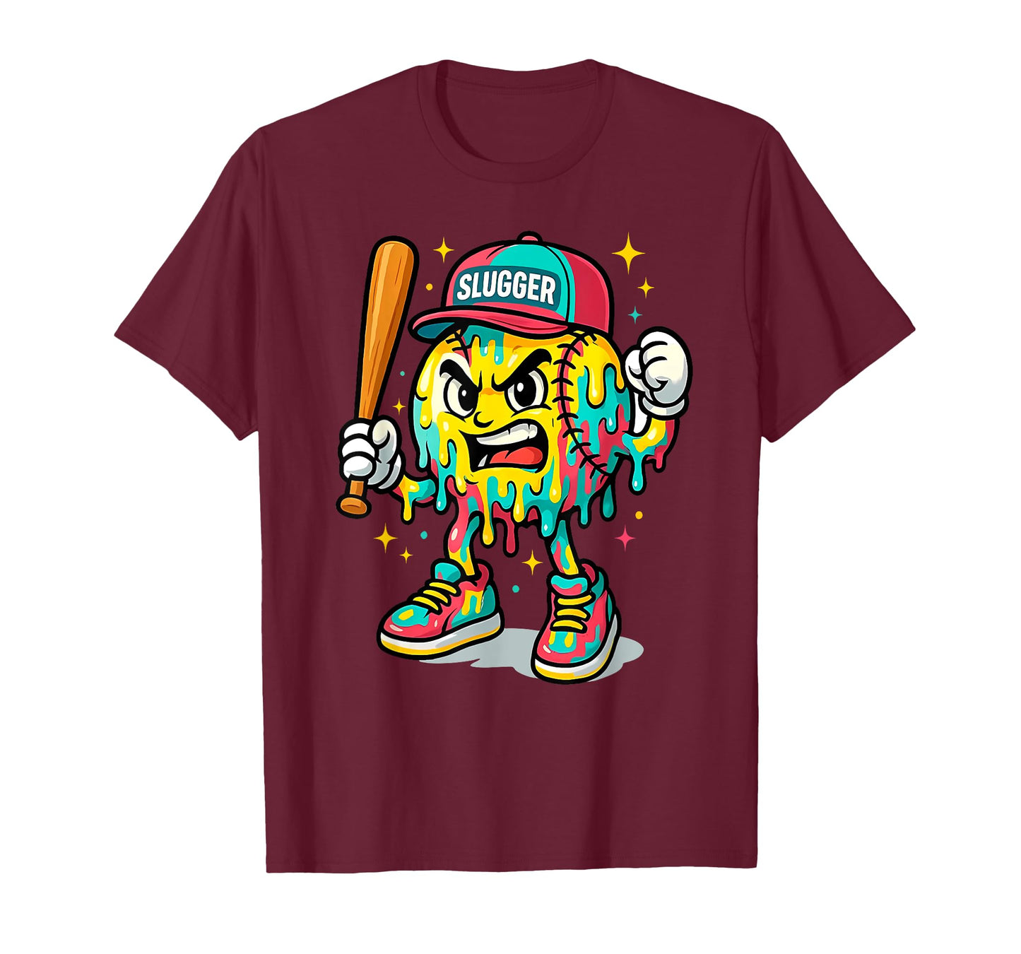 Funny Baseball Drip for Boys Kids Youth Dripping Ice Cream T-Shirt