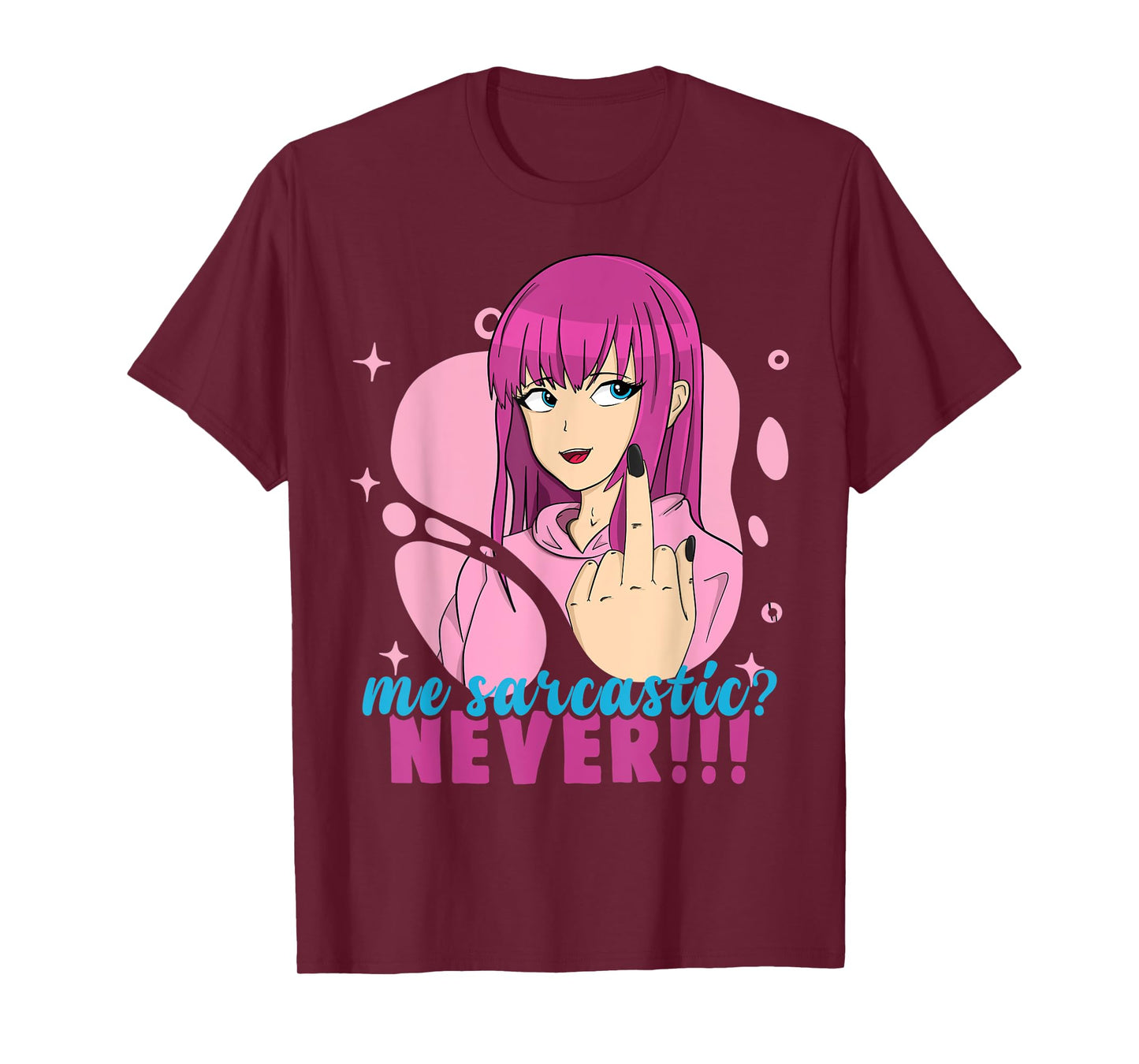 Me Sarcastic? Never! Pastel Goth Anime Girl Flipping Off T-Shirt