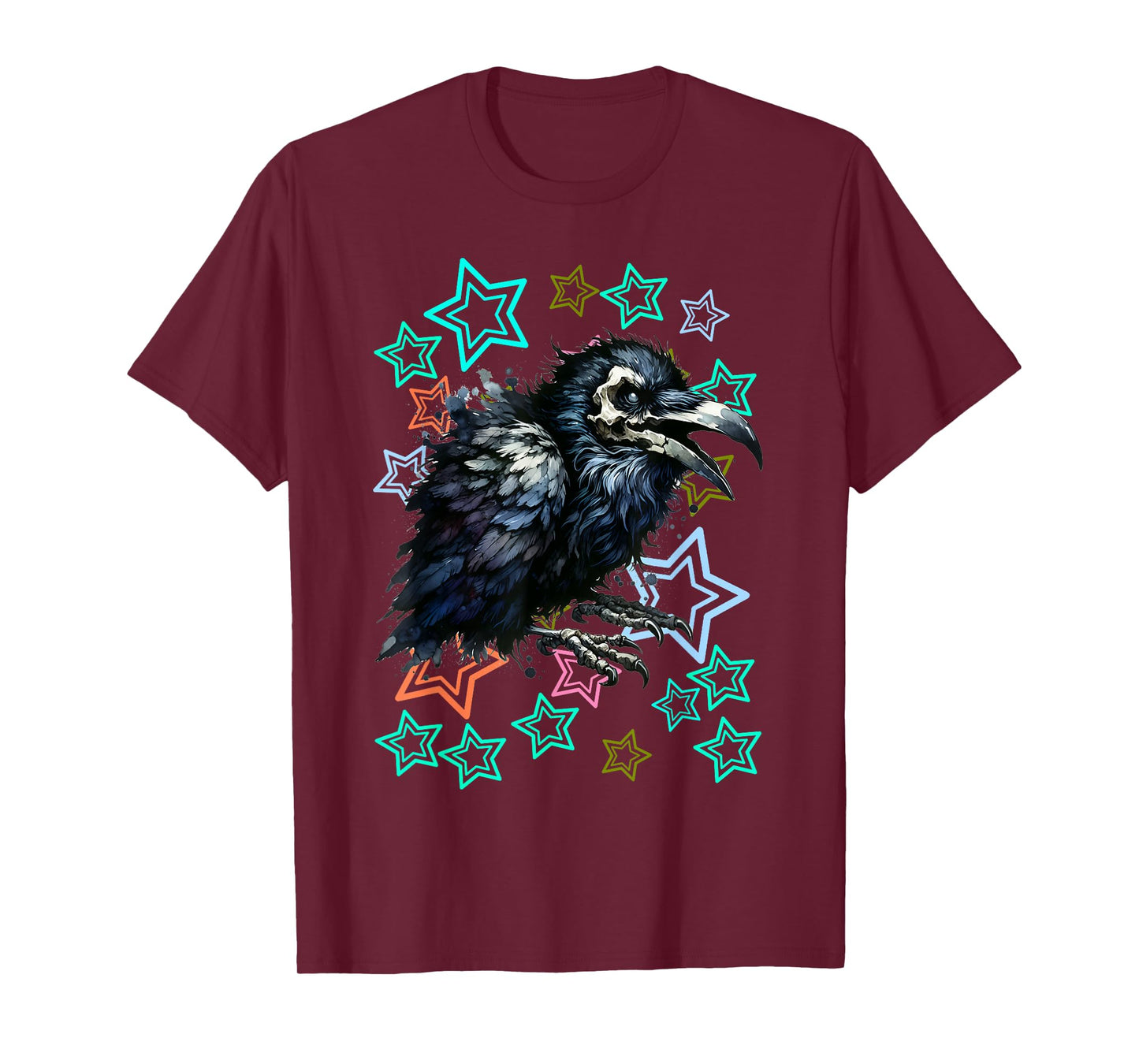 Retro 60s Crow 80s Crow Raven Halloween Bird T-Shirt