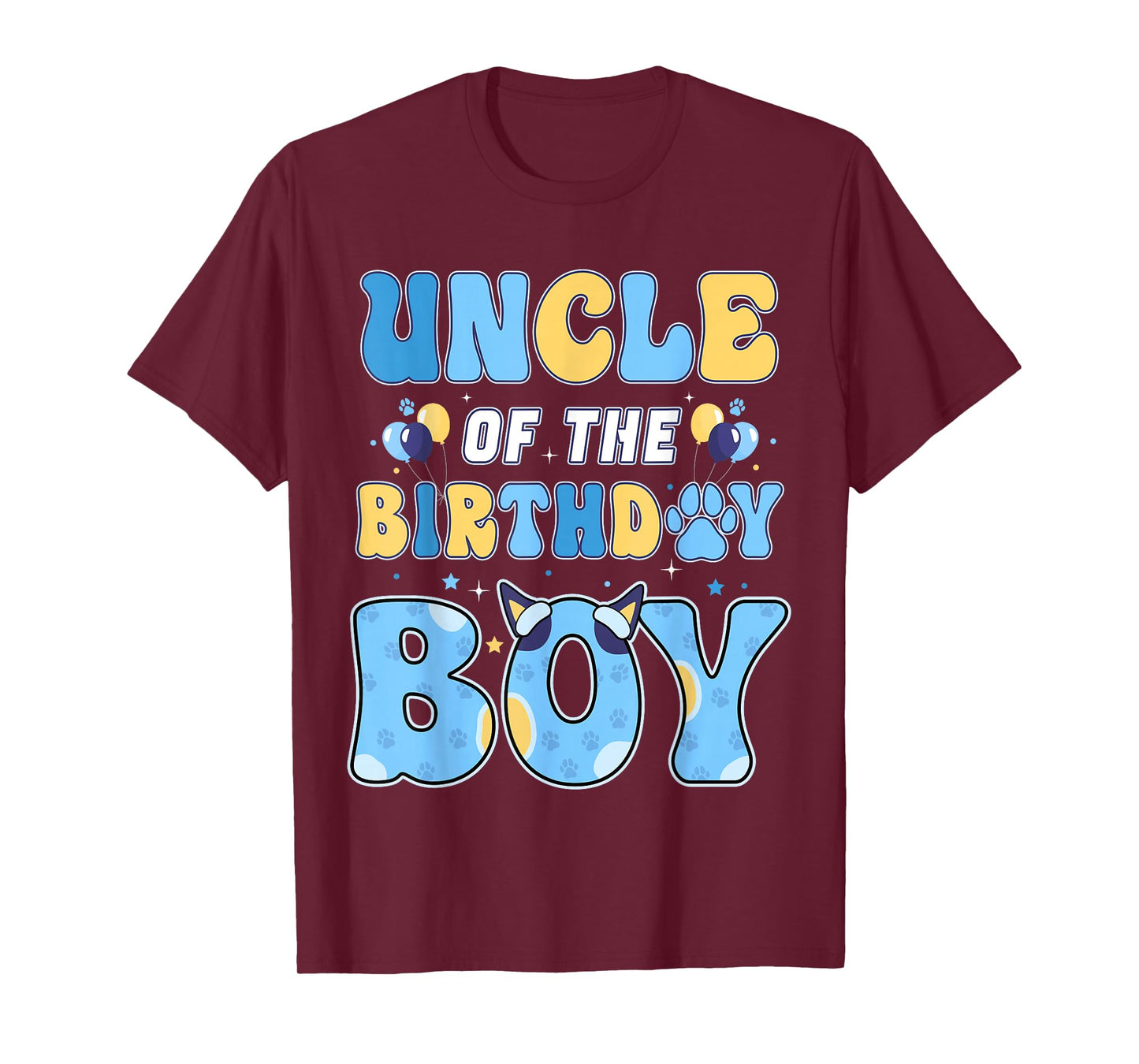 Uncle of The Birthday Boy Family Blue Dog Fun Birthday Party T-Shirt